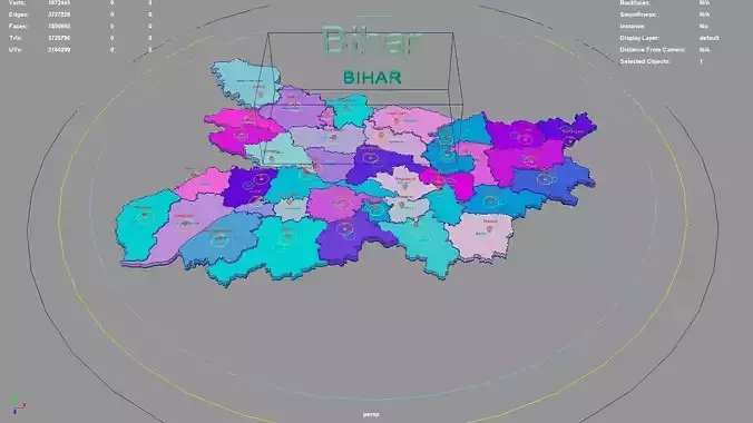 Bihar  India map region 3D model geography political geographic 3D model