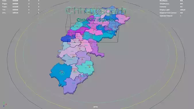 Chhattisgarh  India map region 3D model geography political 3D model
