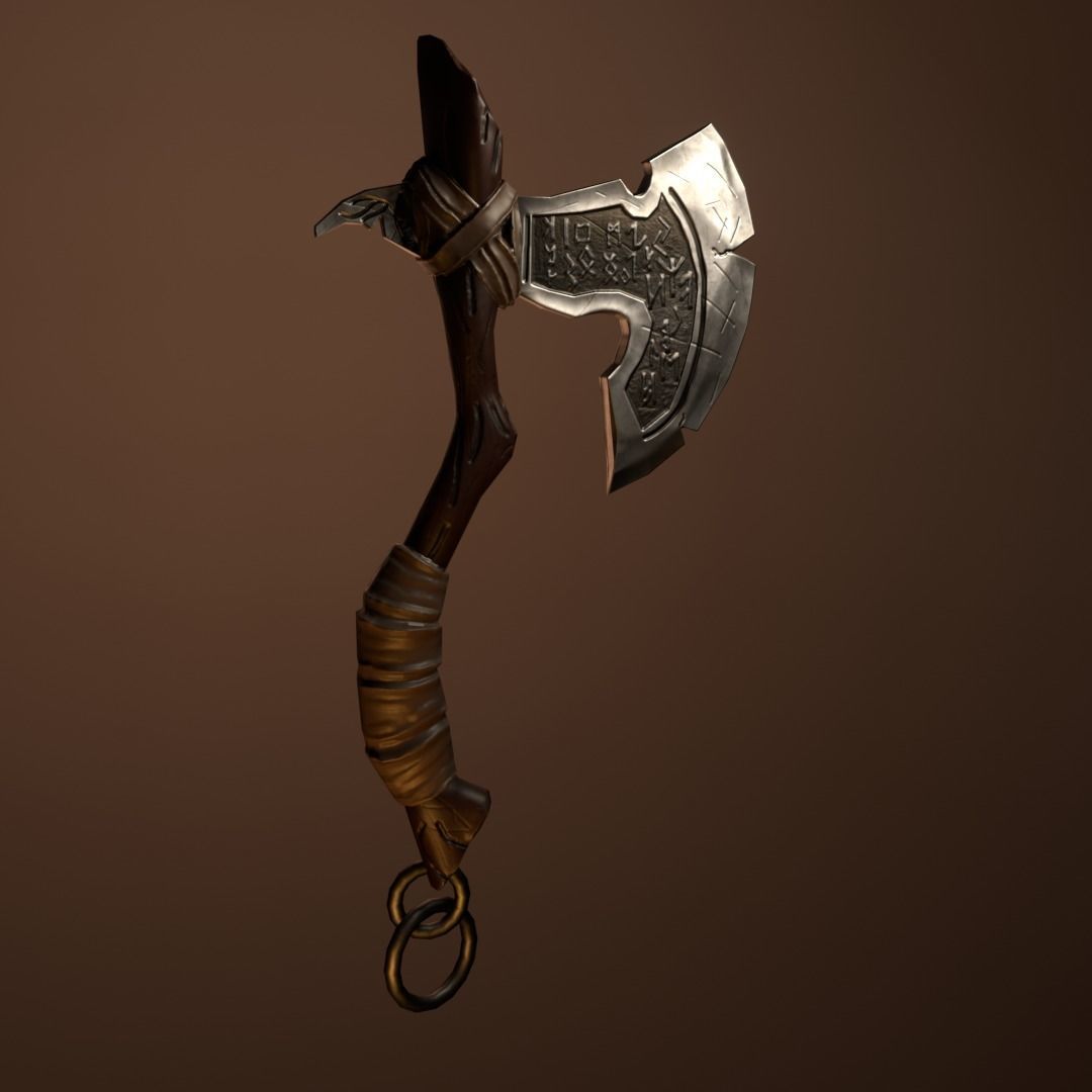 Game ready Axe Free low-poly 3D model_2
