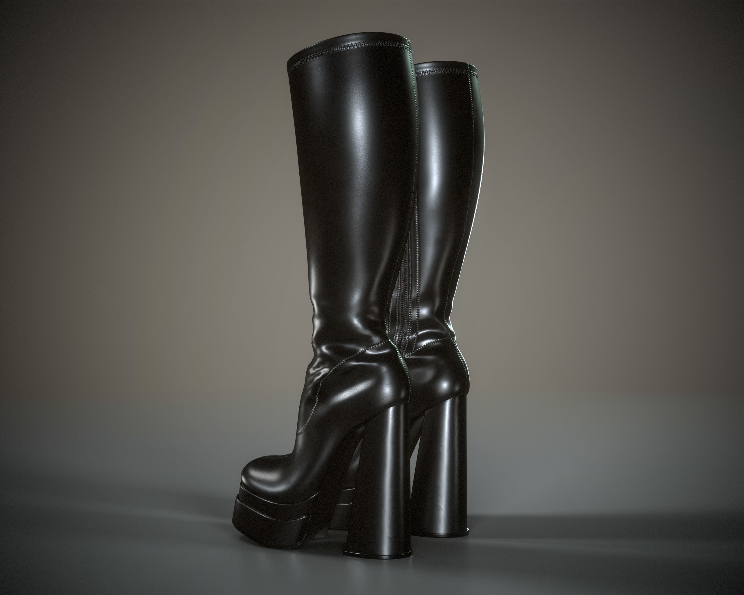 Platform Boot Rocker 3d Model 3D model Double Platform Knee High Boots VR / AR / low-poly | CGTrader