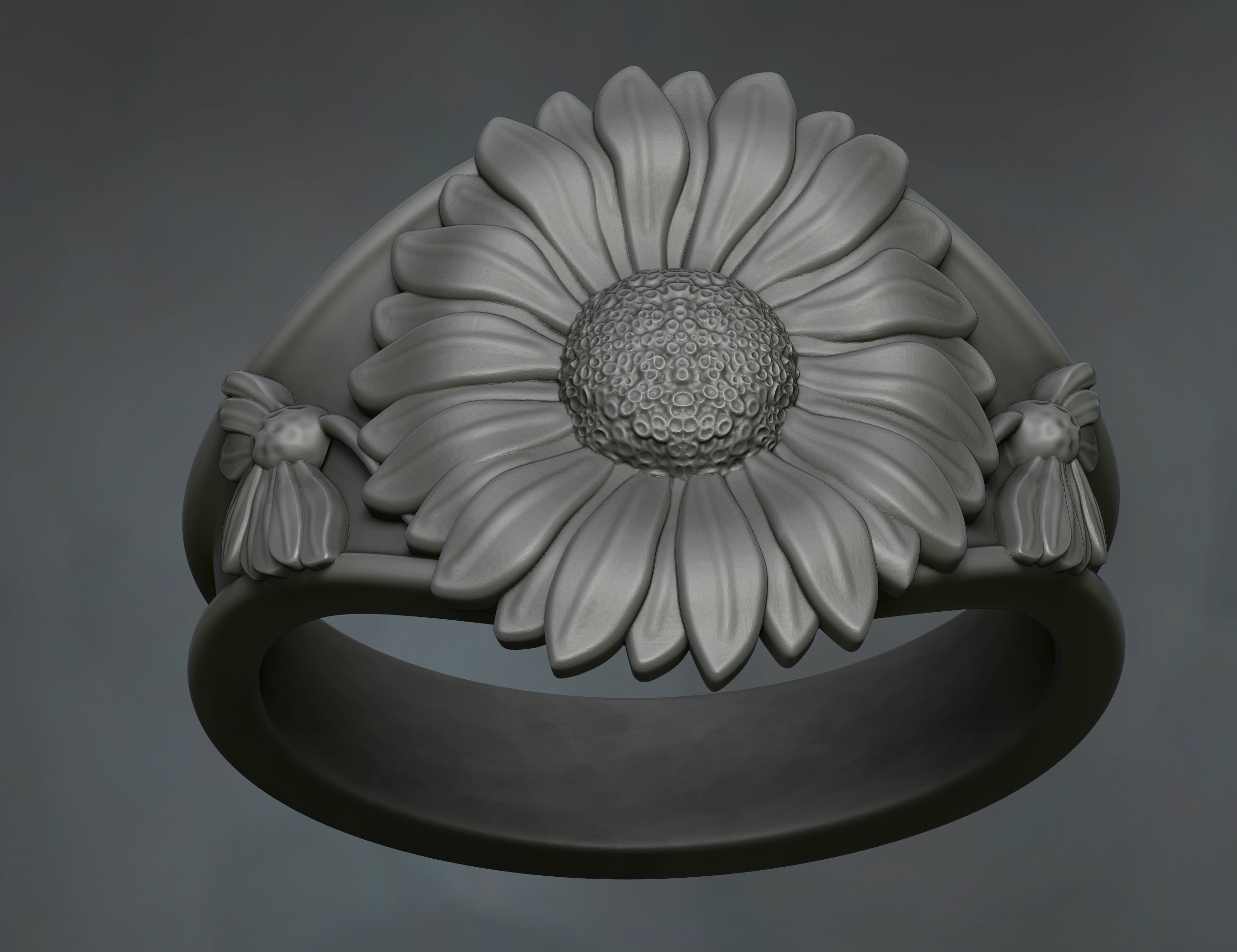 sunflower ring 3D print model_1