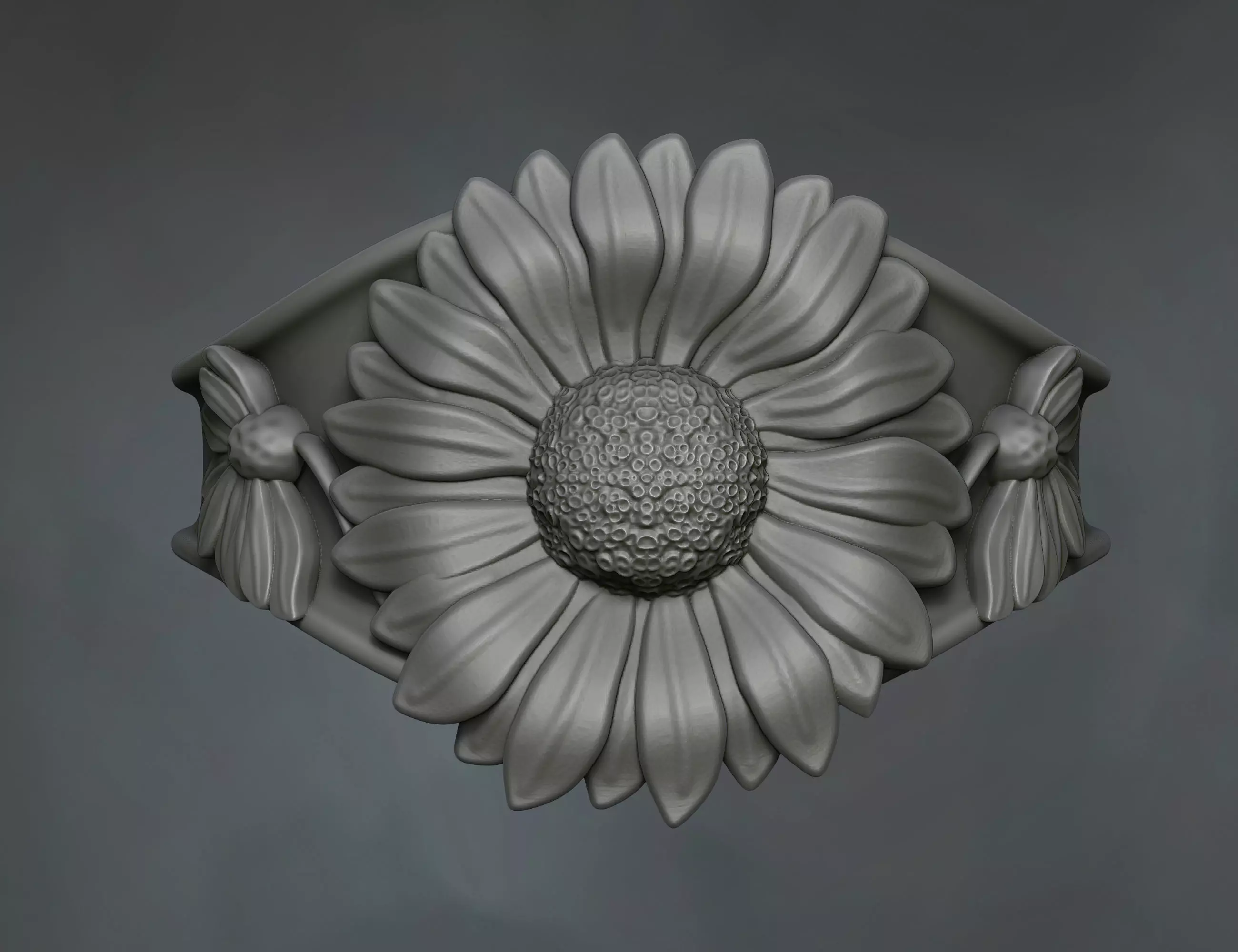 sunflower ring 3D print model_0