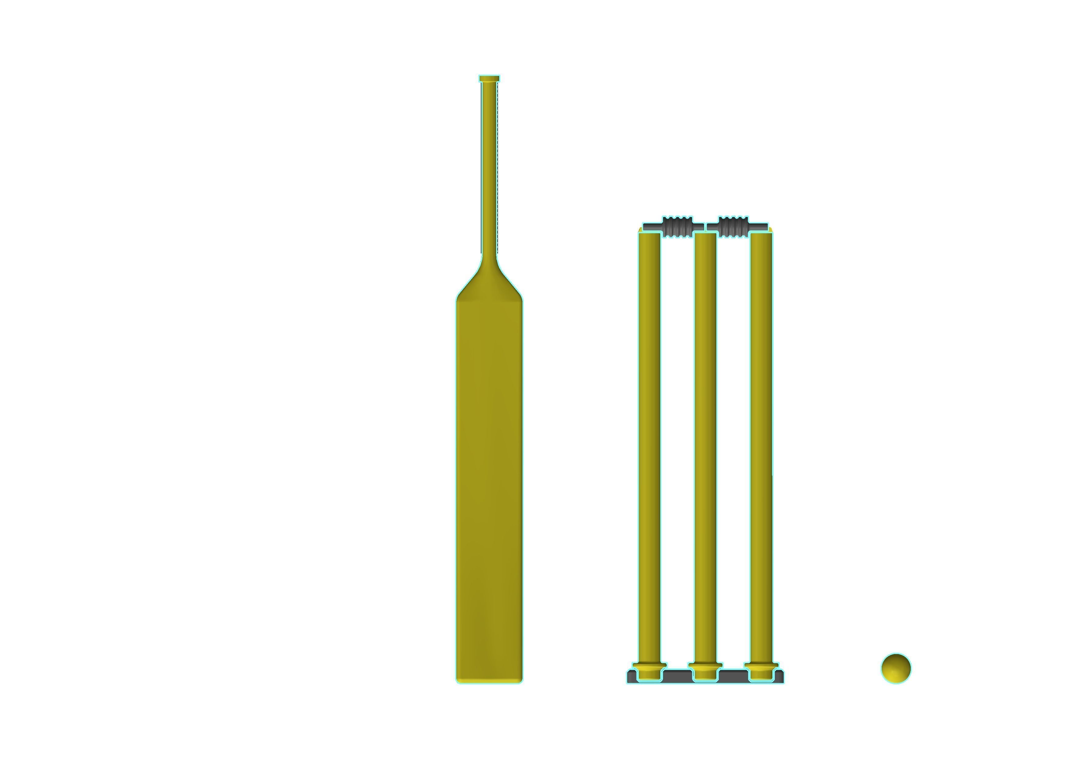 Modern Minimalistic Indoor Cricket Set 3D print model_6