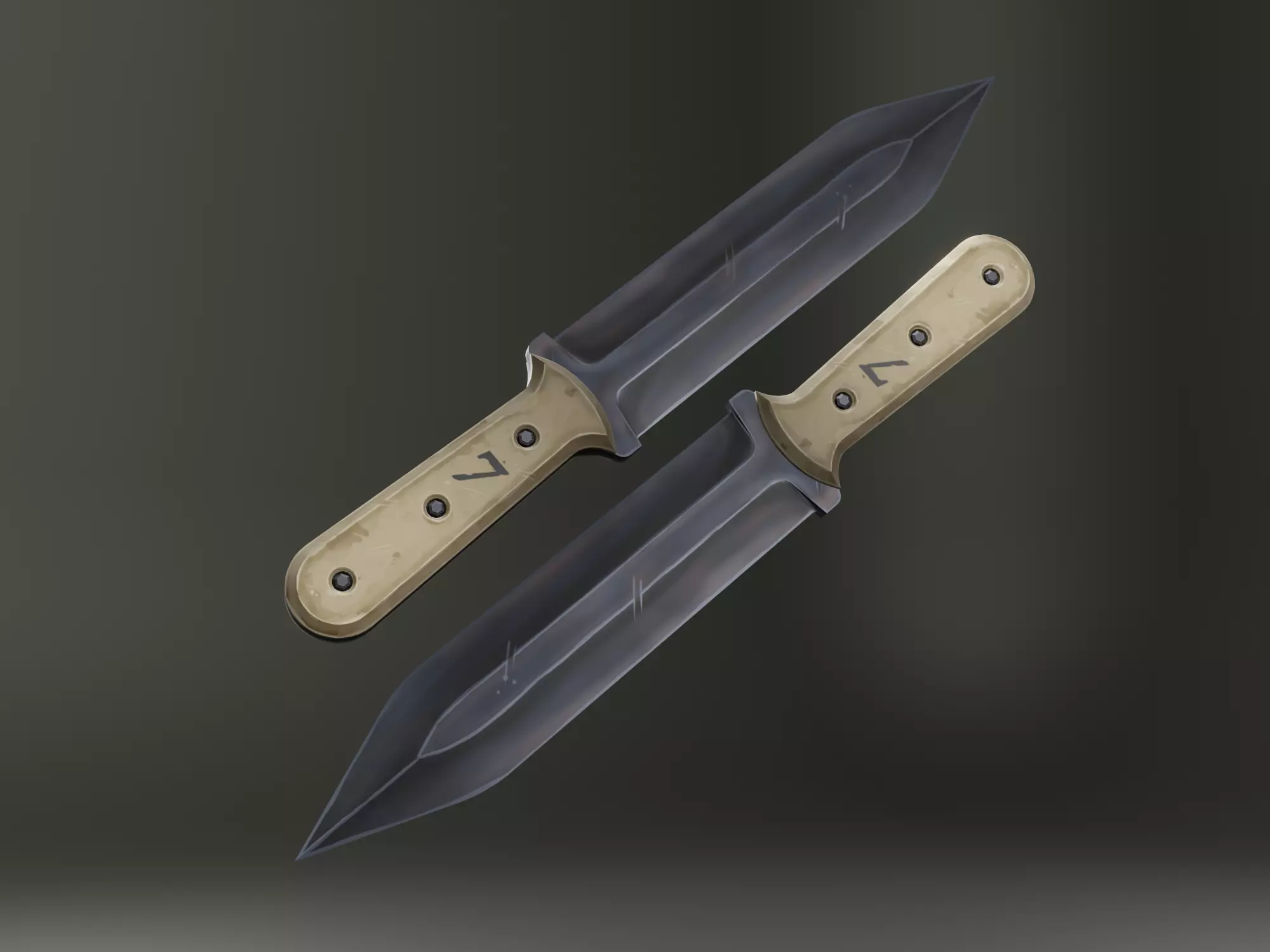 Stylized Military Knife Low-poly 3D model_0
