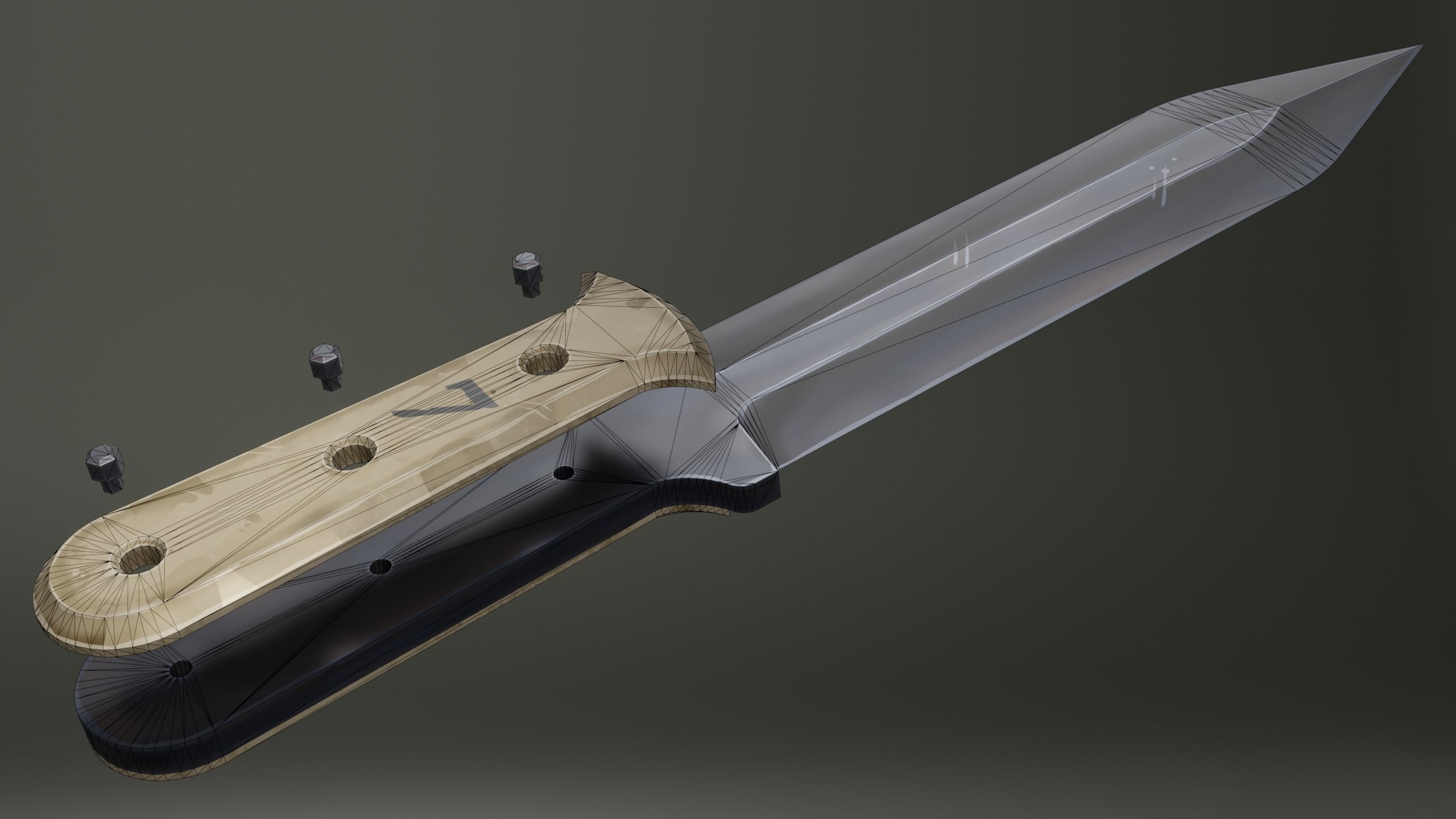 Stylized Military Knife Low-poly 3D model_7