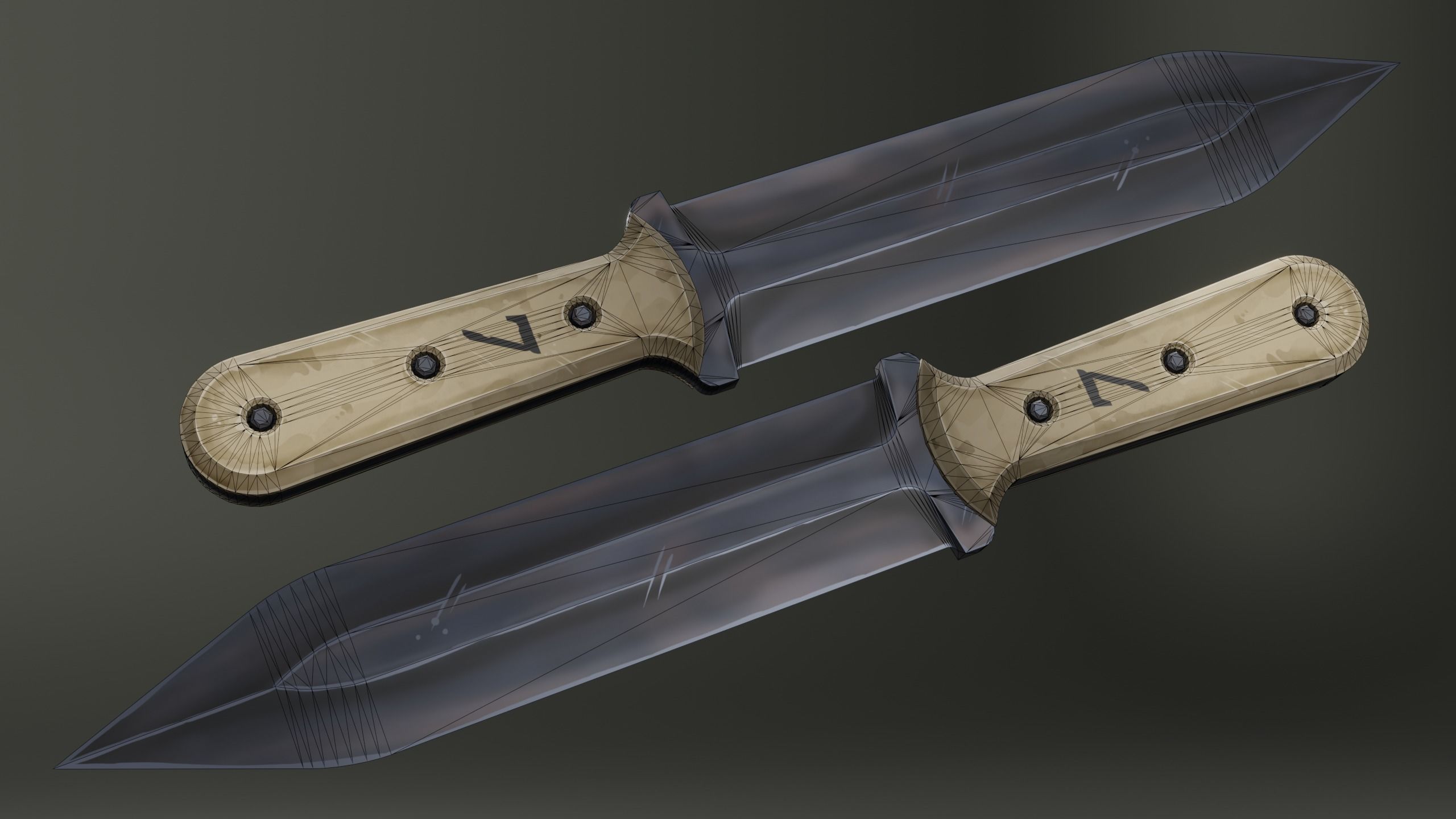 Stylized Military Knife Low-poly 3D model_2