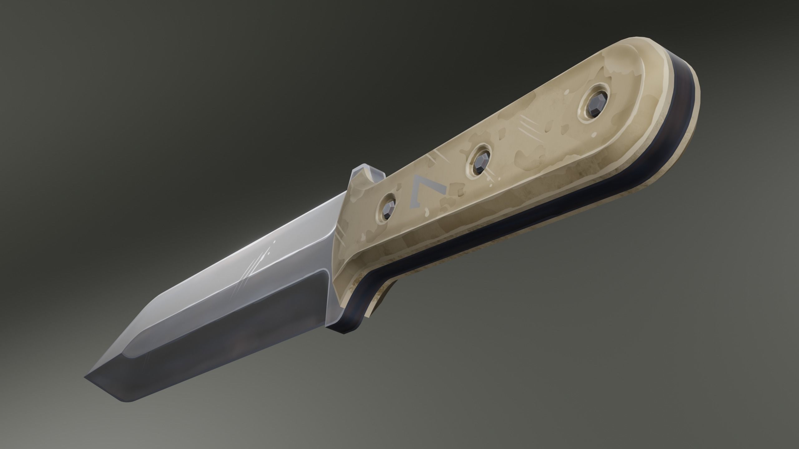 Stylized Military Knife Low-poly 3D model_5