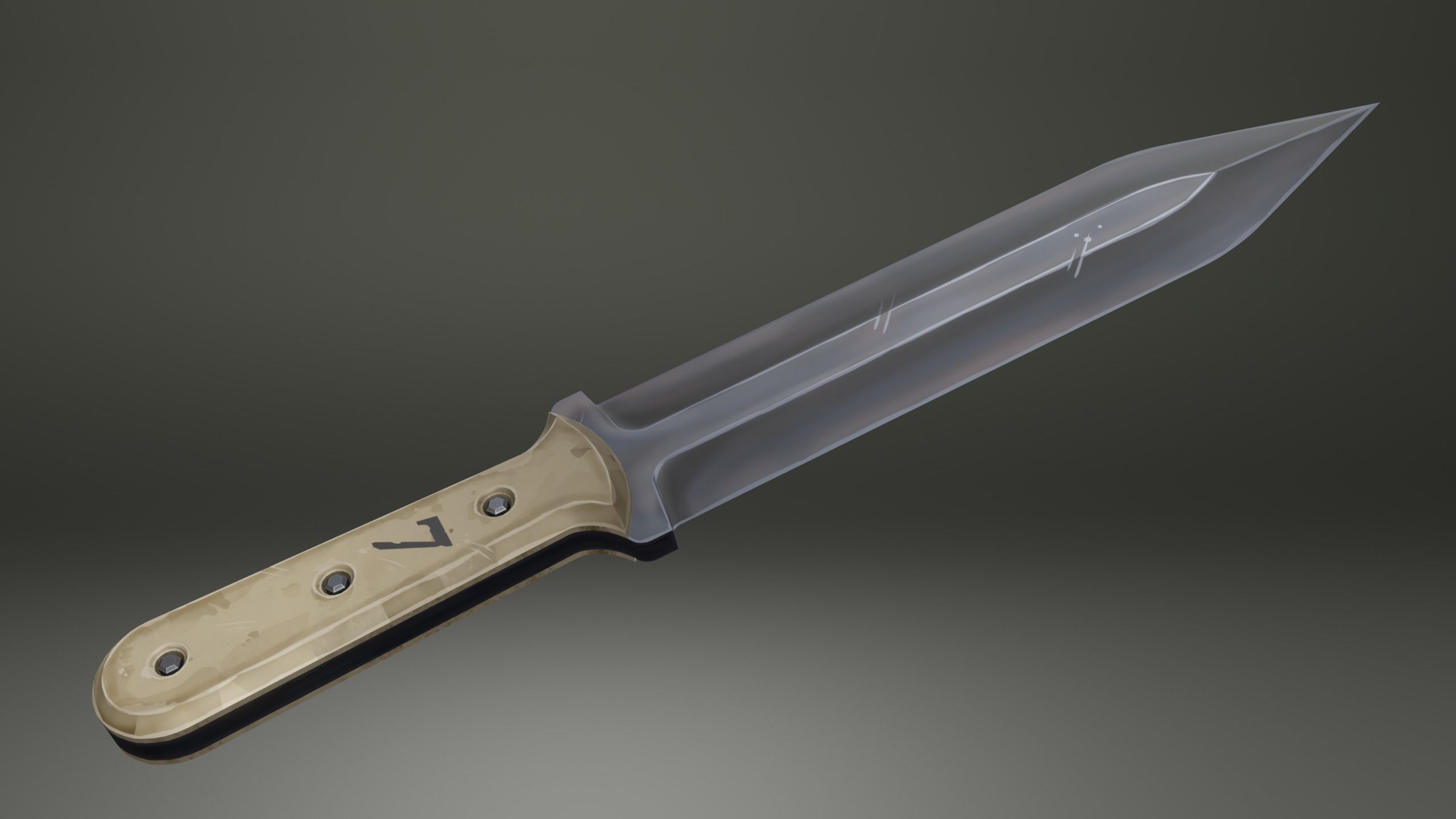 Stylized Military Knife Low-poly 3D model_6