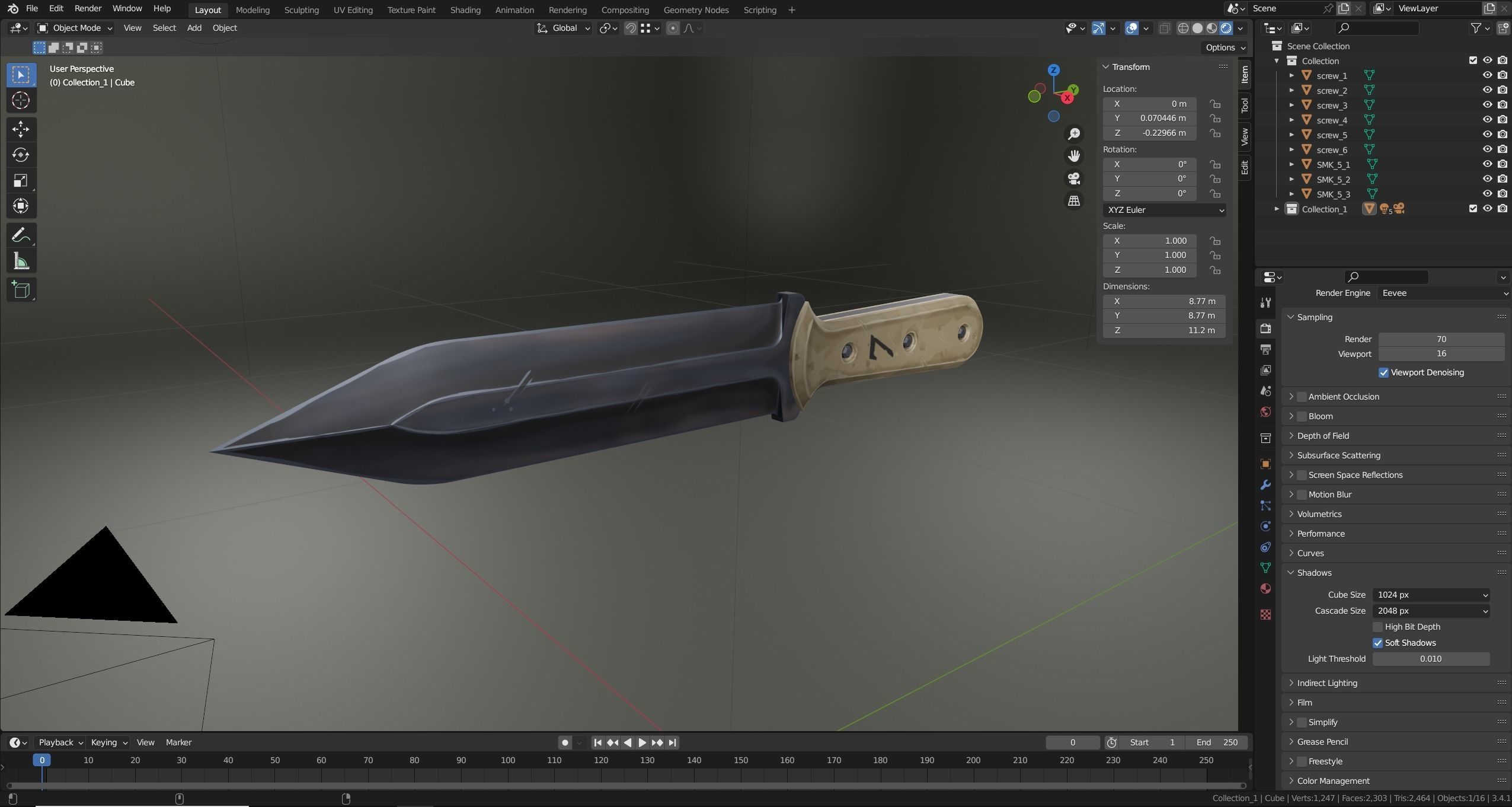 Stylized Military Knife Low-poly 3D model_8