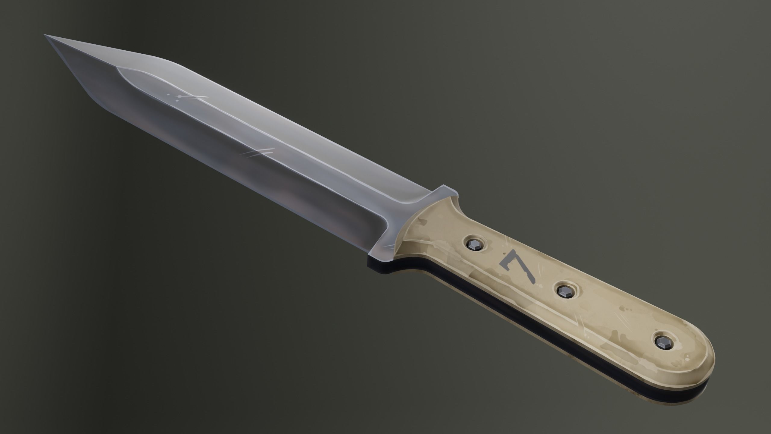Stylized Military Knife Low-poly 3D model_3