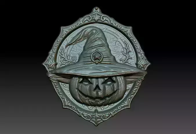 Halloween Pumpkin Bas Relief Pendant 03 231016 3D print model