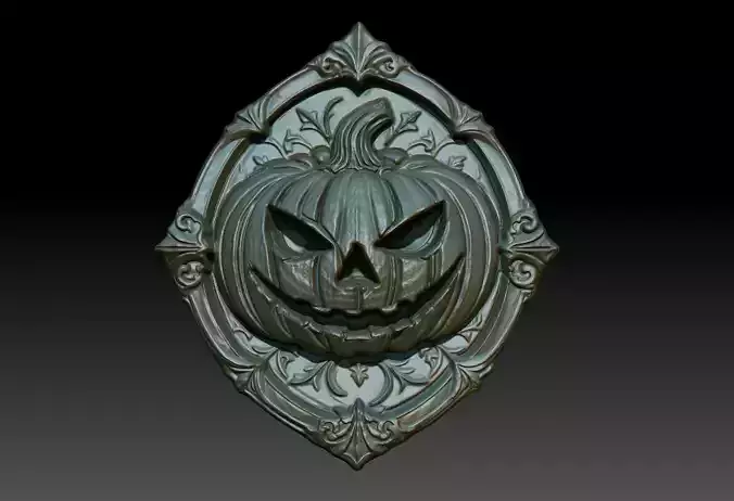 Halloween Pumpkin Bas Relief Pendant 02 231016 3D print model