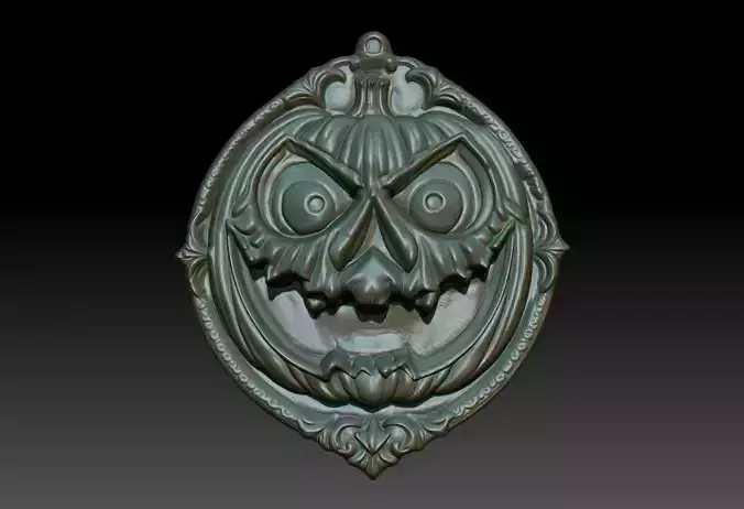 Halloween Pumpkin Bas Relief Pendant 01 231016 3D print model