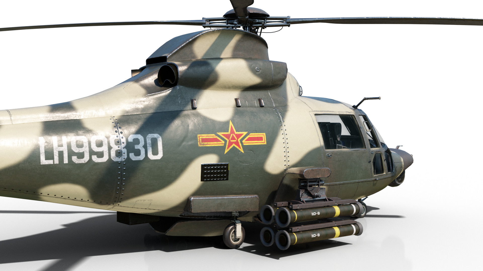 PBR 3 coatings Chinese Z9 WZ-9 gunship Z-9 Helicopter Low-poly 3D model_16