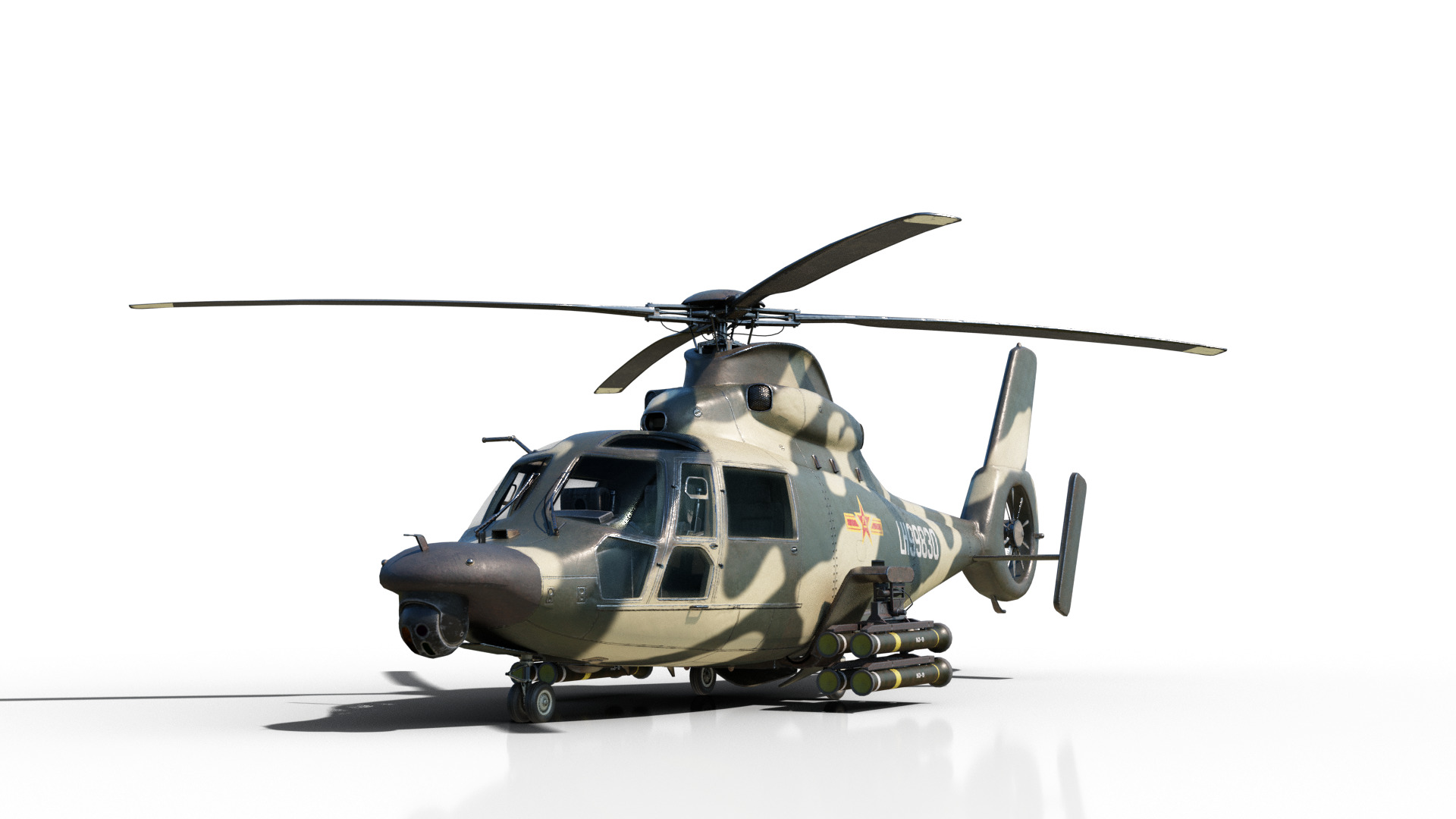 PBR 3 coatings Chinese Z9 WZ-9 gunship Z-9 Helicopter Low-poly 3D model_5