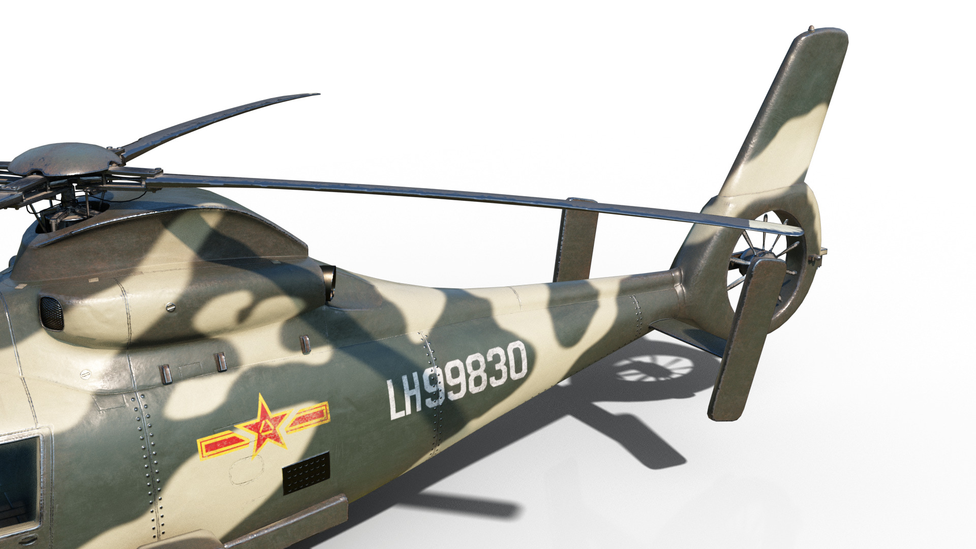 PBR 3 coatings Chinese Z9 WZ-9 gunship Z-9 Helicopter Low-poly 3D model_15