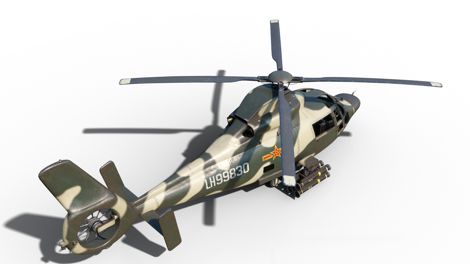 PBR 3 coatings Chinese Z9 WZ-9 gunship Z-9 Helicopter Low-poly 3D model_9