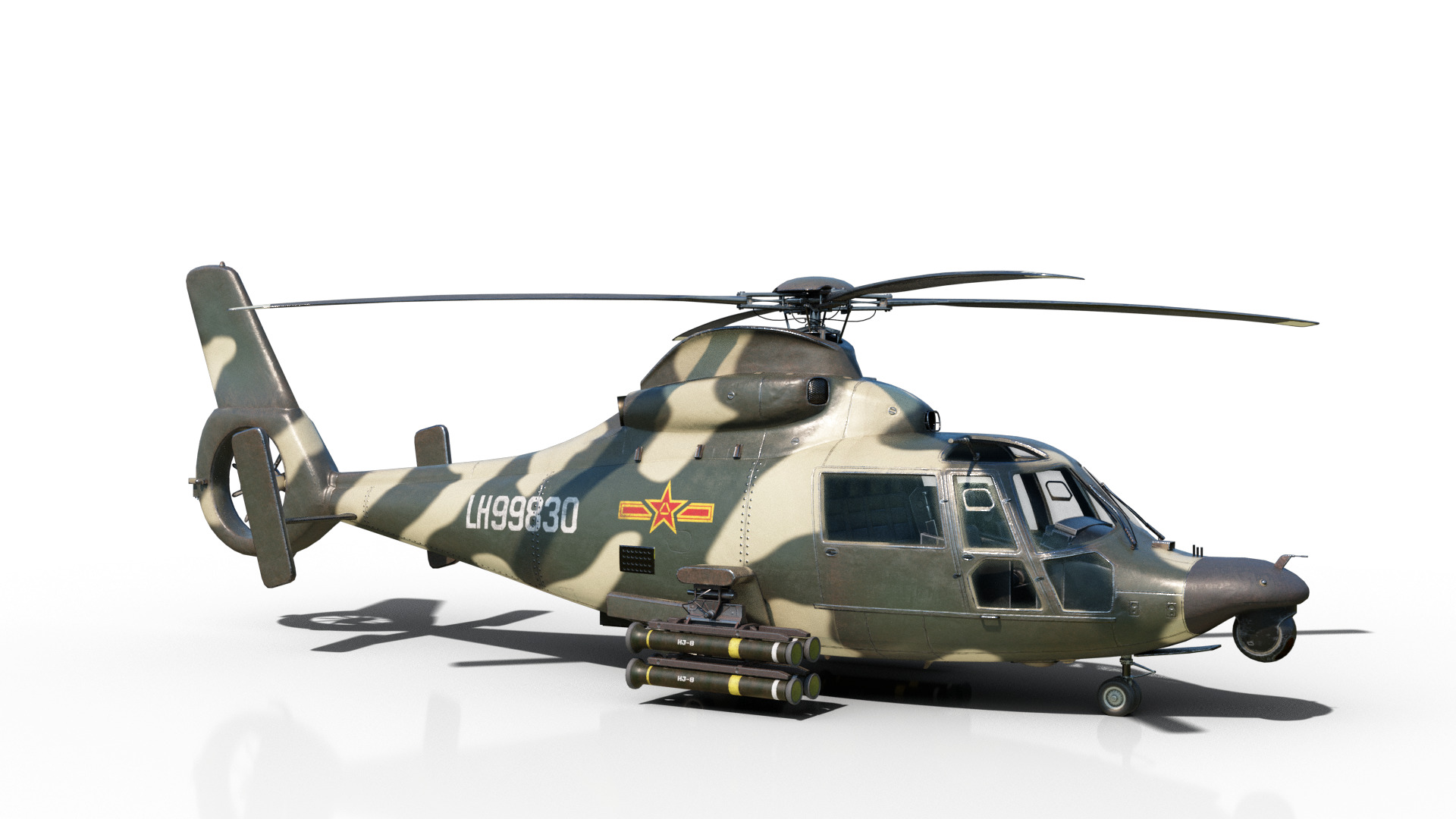 PBR 3 coatings Chinese Z9 WZ-9 gunship Z-9 Helicopter Low-poly 3D model_8