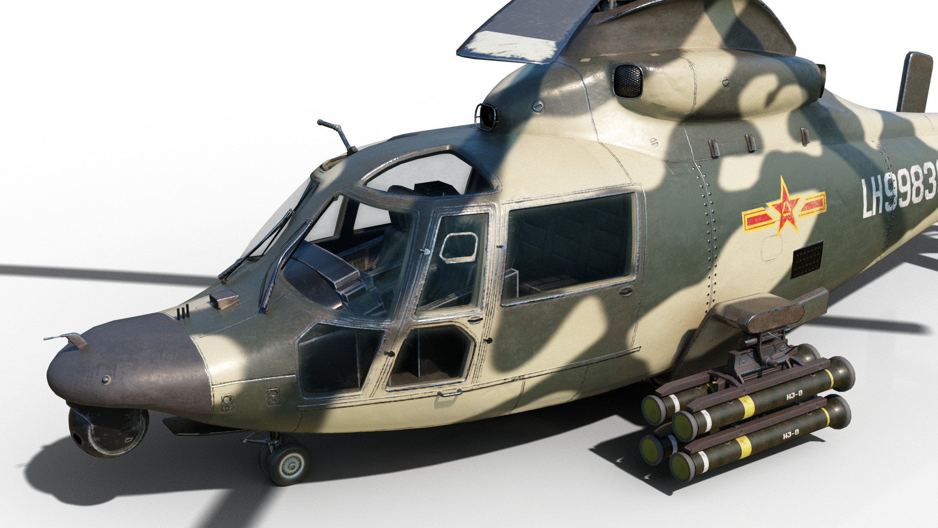 PBR 3 coatings Chinese Z9 WZ-9 gunship Z-9 Helicopter Low-poly 3D model_14