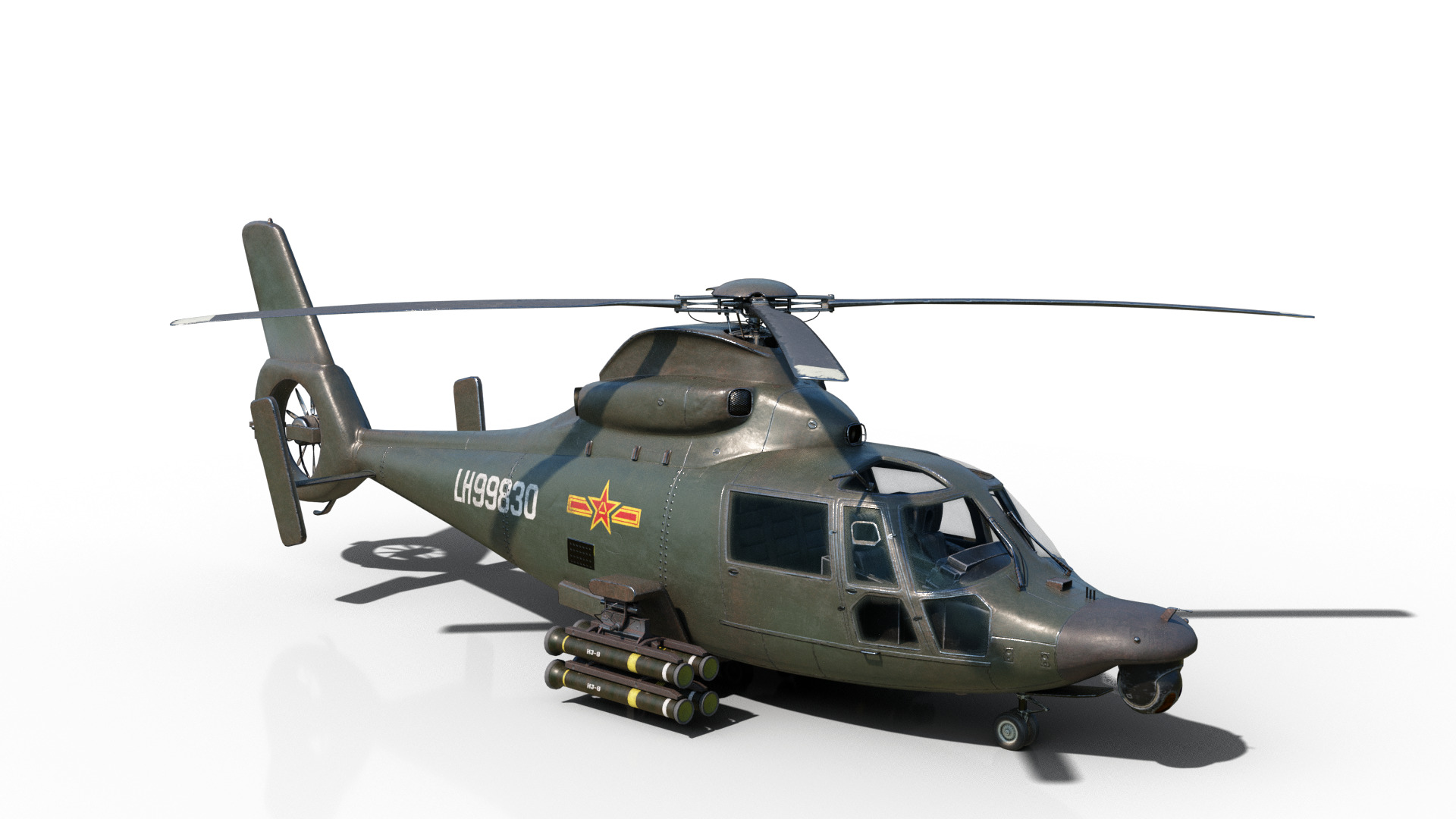 PBR 3 coatings Chinese Z9 WZ-9 gunship Z-9 Helicopter Low-poly 3D model_2