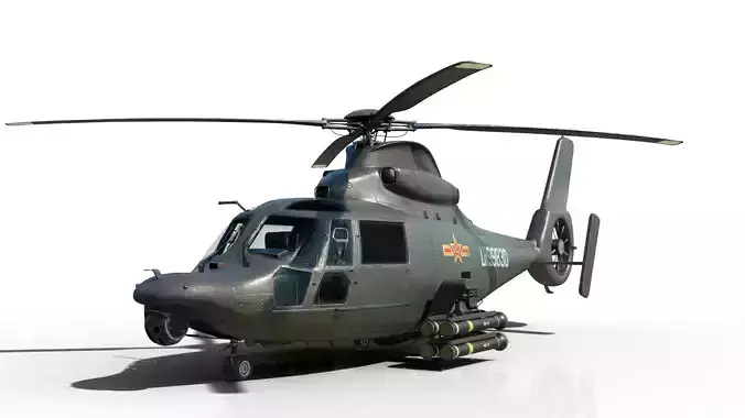 PBR 3 coatings Chinese Z9 WZ-9 gunship Z-9 Helicopter Low-poly 3D model