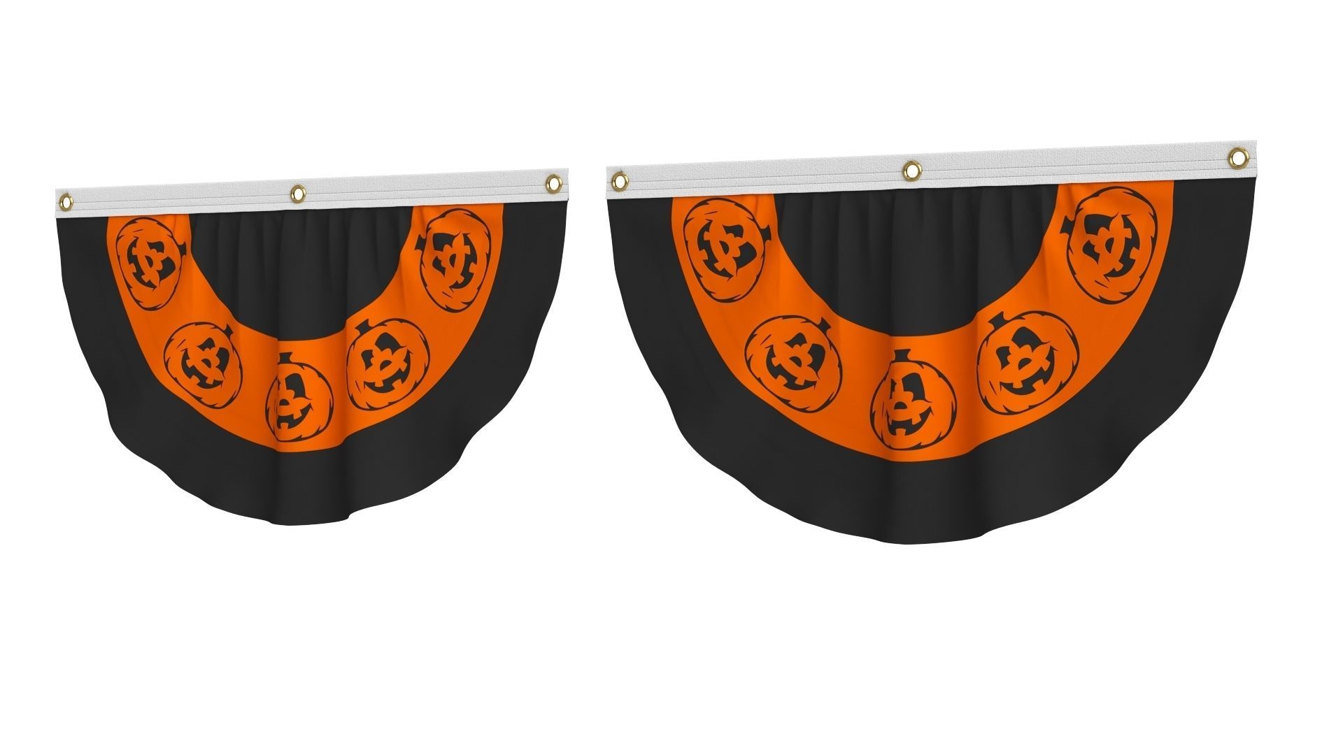 Halloween Pumpkins Bunting Flag Banner 3D model_4