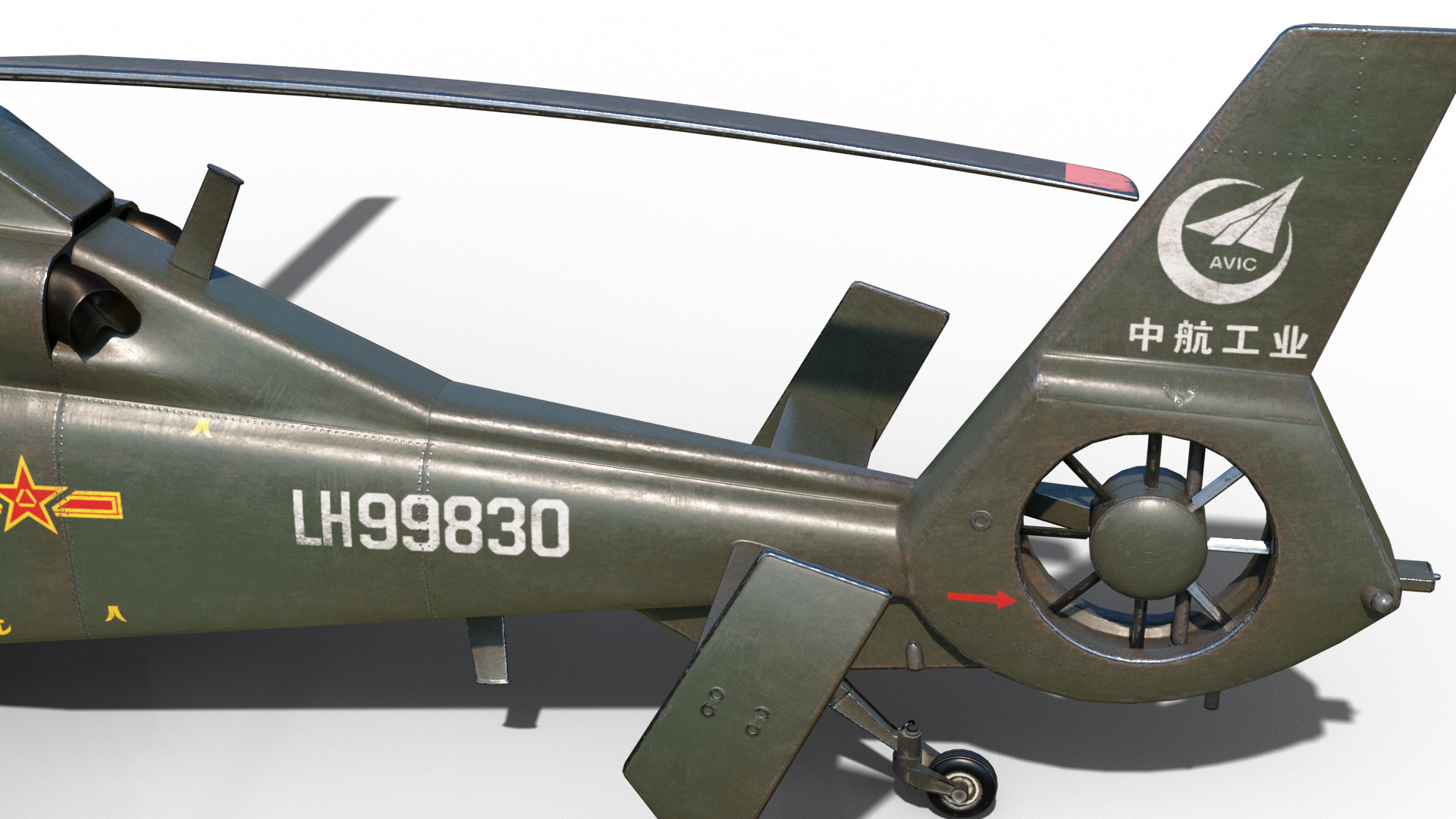 PBR 4 coatings Chinese WZ-19 gunship Z-19 Attack Helicopter Low-poly 3D model_11
