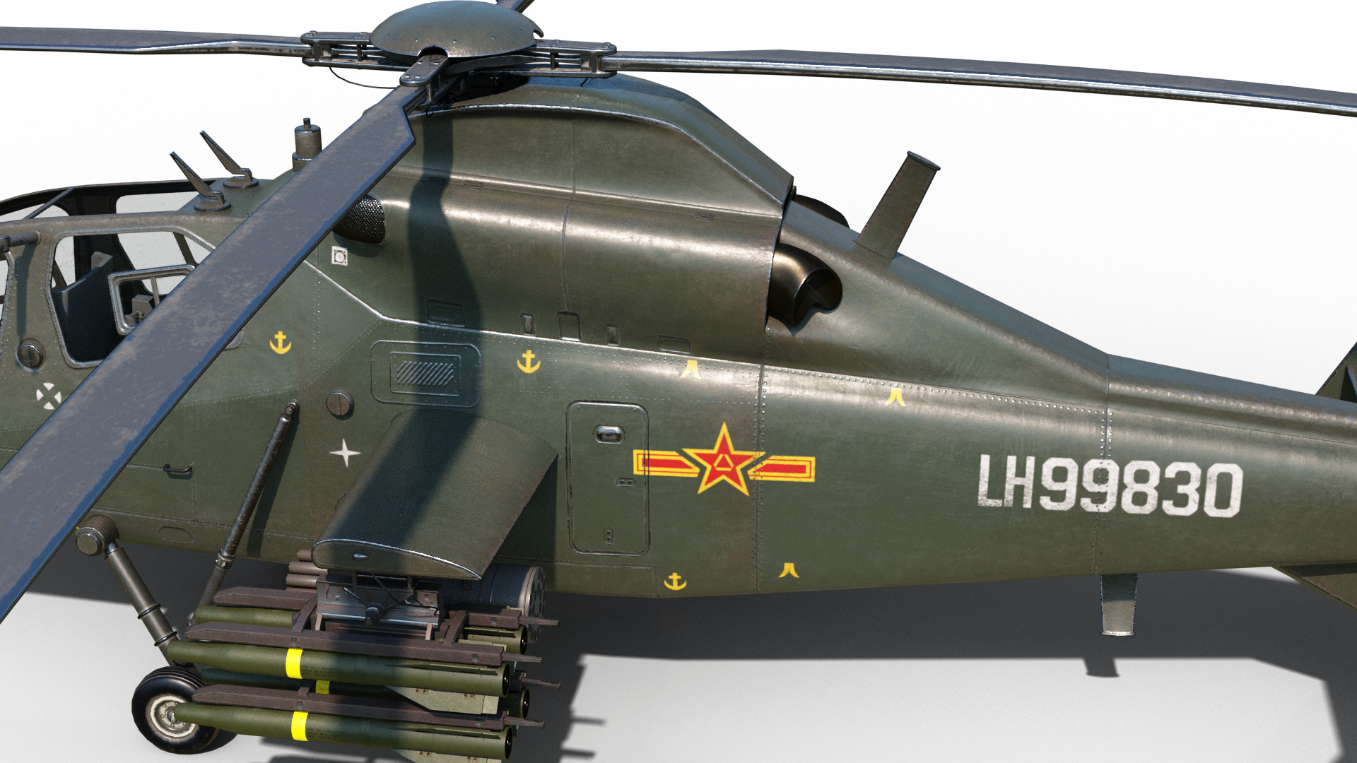 PBR 4 coatings Chinese WZ-19 gunship Z-19 Attack Helicopter Low-poly 3D model_10