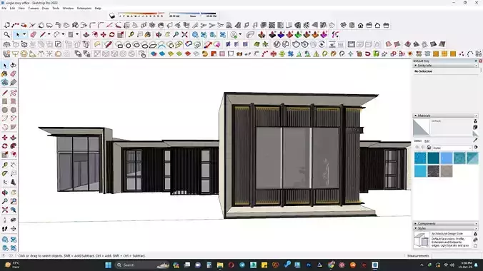 Single story office building 3d model