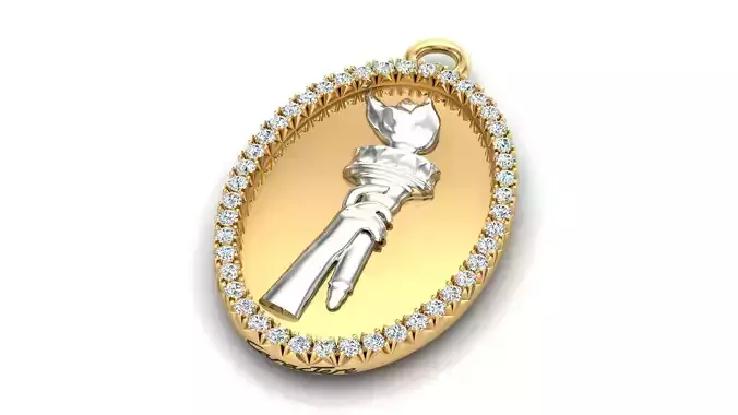 Torch Pendant With Round Stones