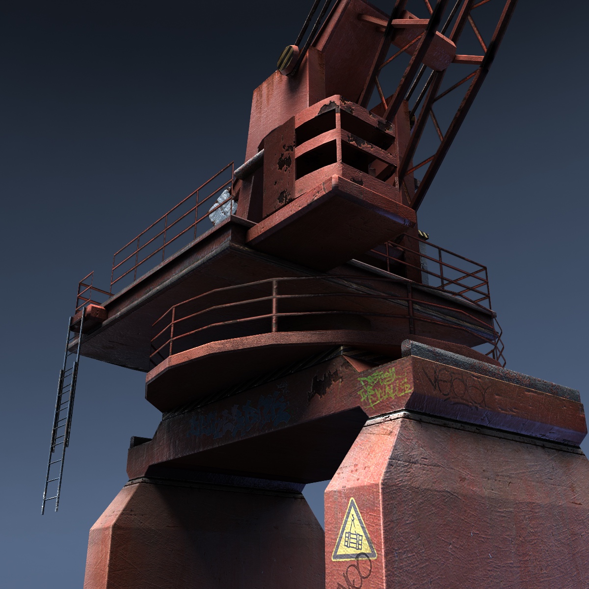 Dock Crane Low-poly 3D model_4