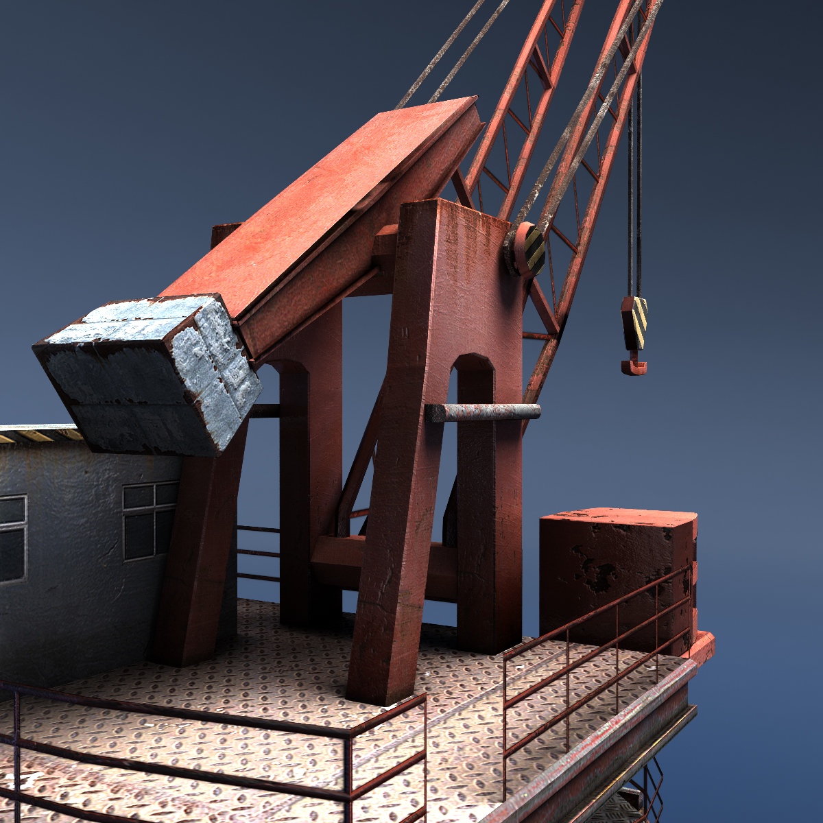 Dock Crane Low-poly 3D model_5