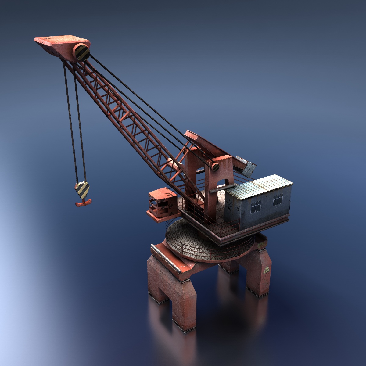 Dock Crane Low-poly 3D model_2