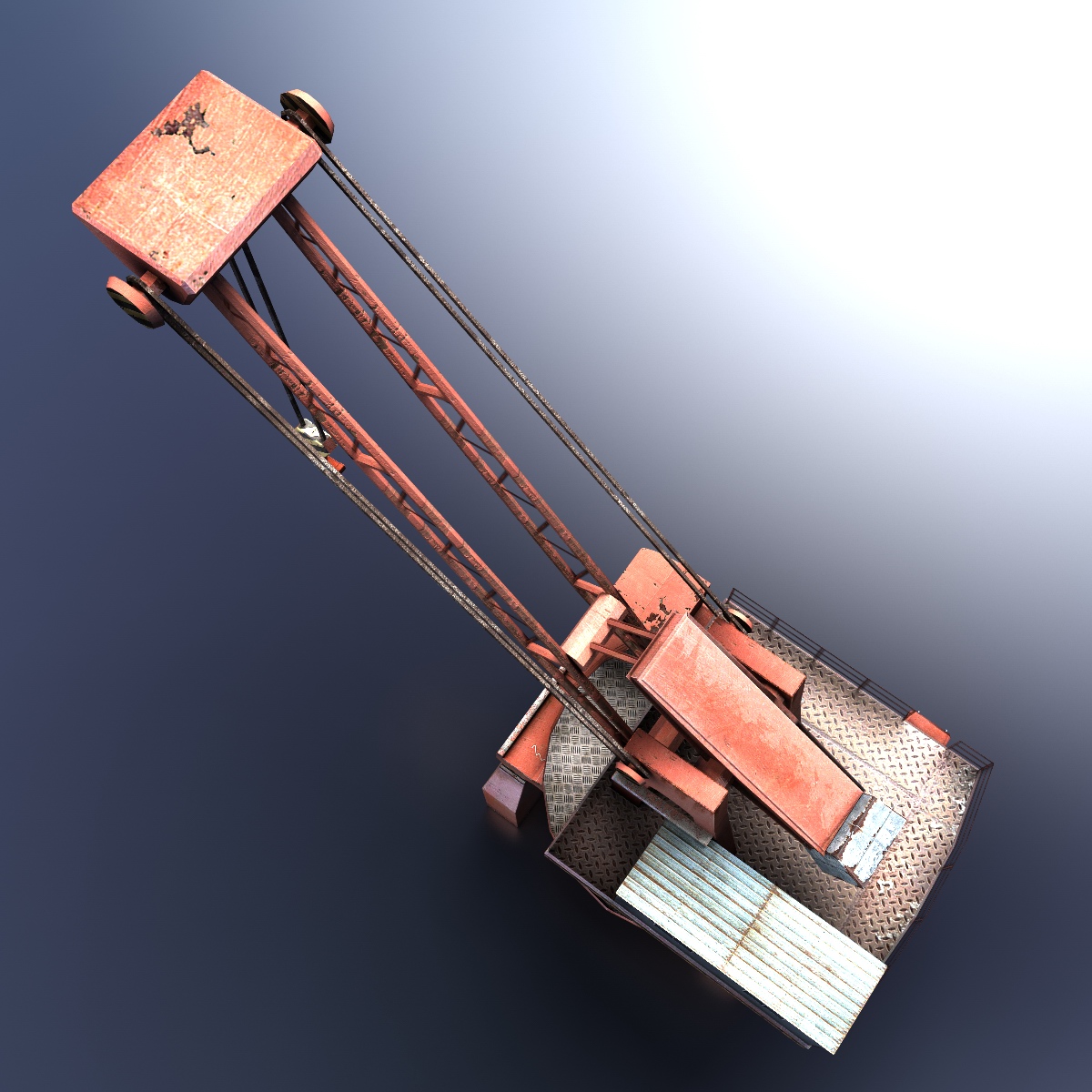 Dock Crane Low-poly 3D model_6