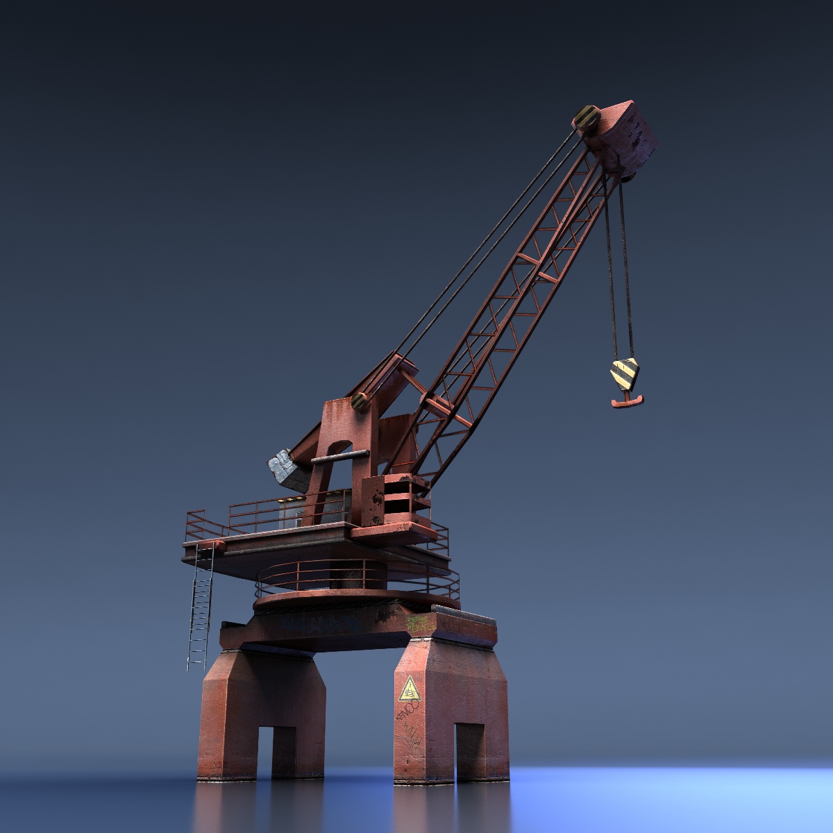 Dock Crane Low-poly 3D model_1