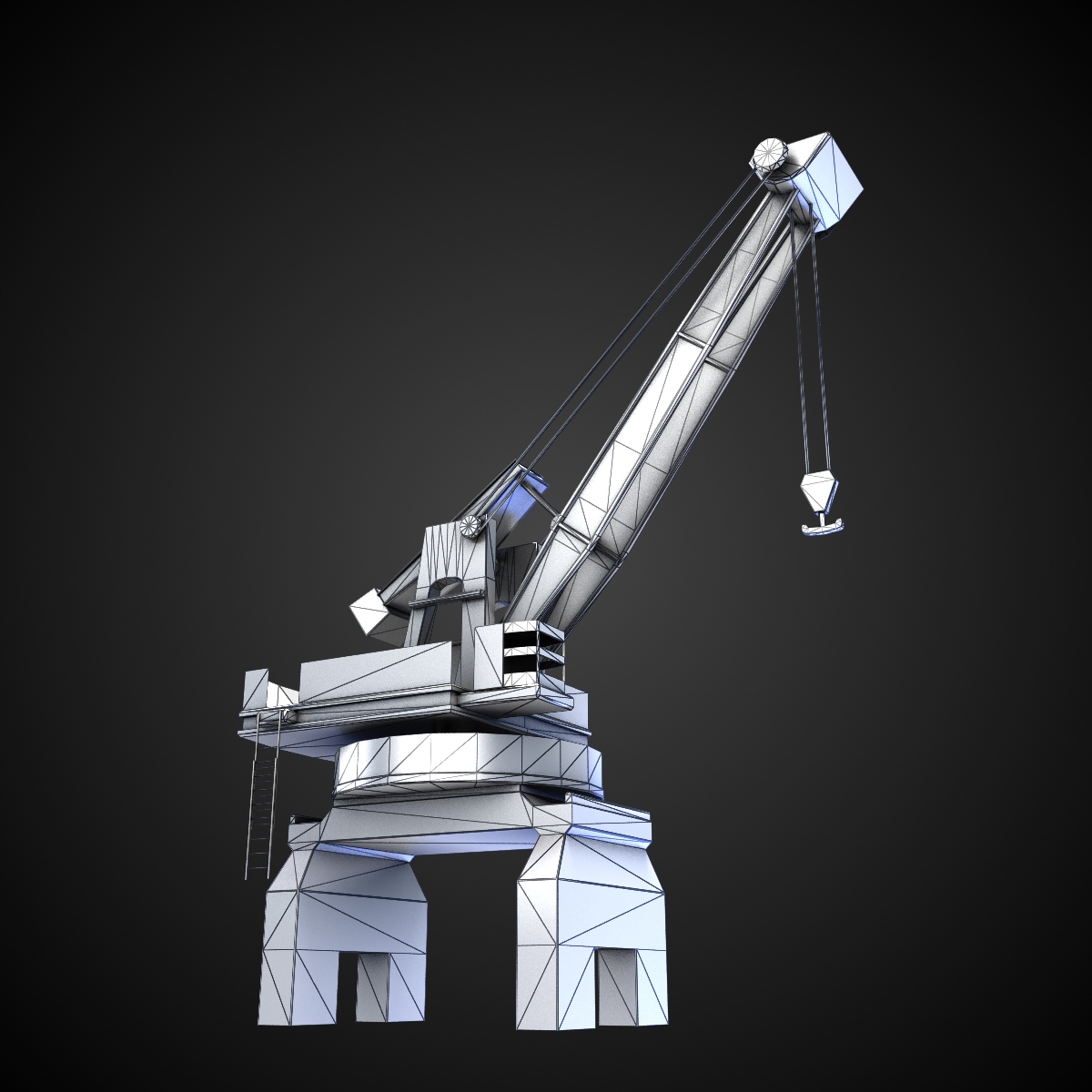 Dock Crane Low-poly 3D model_8