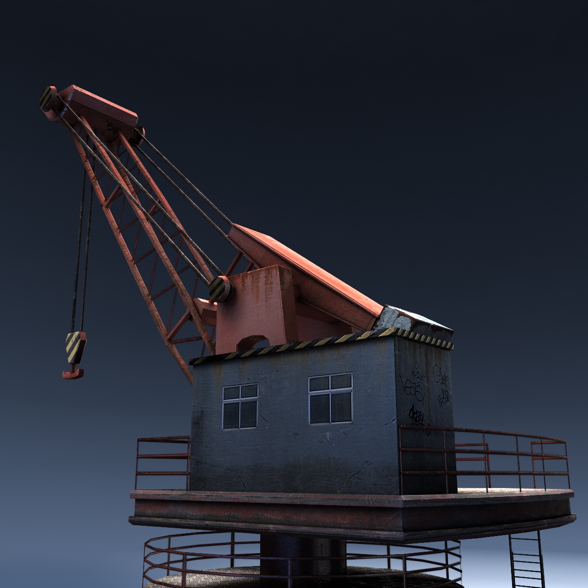 Dock Crane Low-poly 3D model_3
