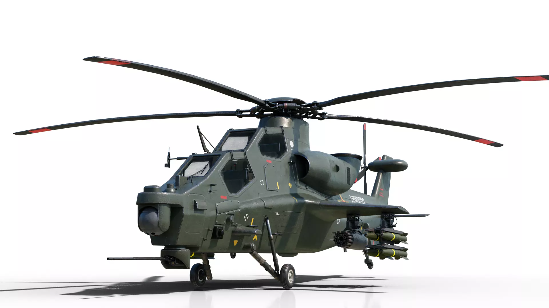 PBR 5 coatings Chinese WZ-10 gunship Z-10 Attack Helicopter Low-poly 3D model_0