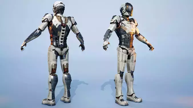 Sci-fi Mechanical Robot Android with Carvings 3D model 3D model