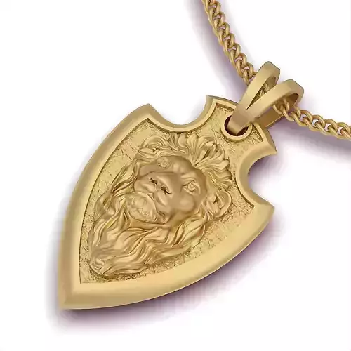 Shield  lion pendant silver  gold jewelry 3D printable model