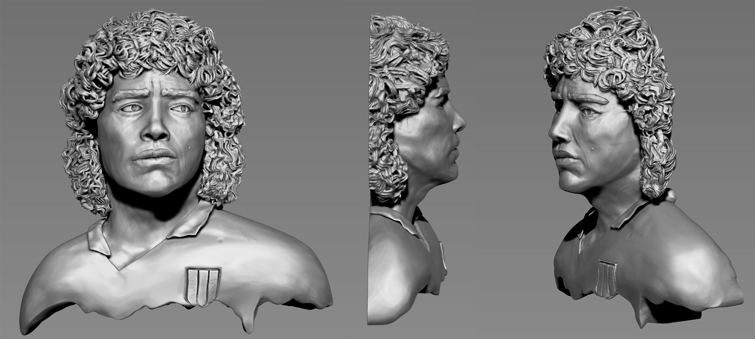 Diego Armando Maradona High relief 3D print model_2