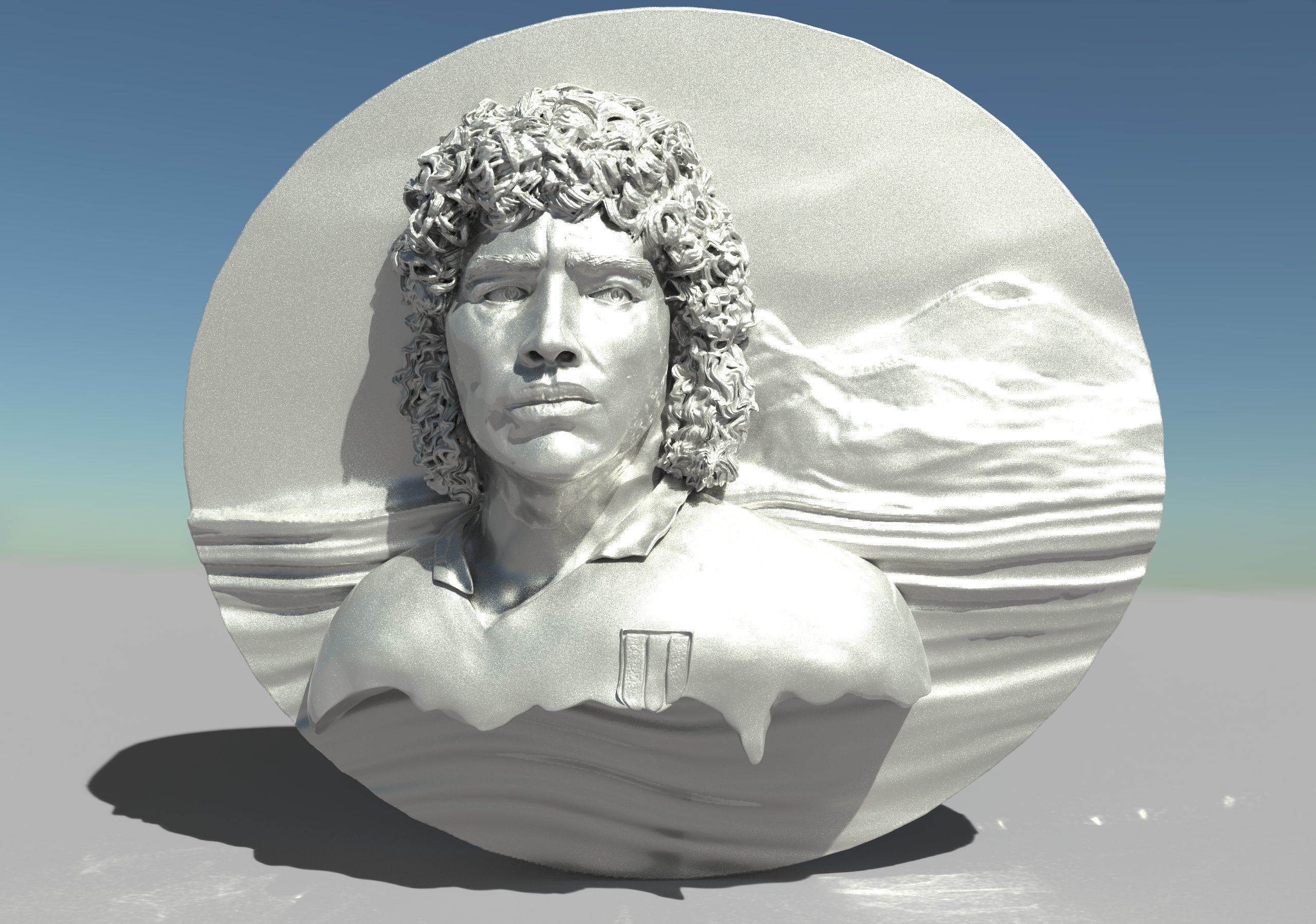 Diego Armando Maradona High relief 3D print model_3