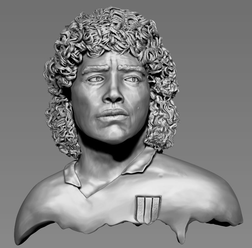 Diego Armando Maradona High relief 3D print model_1
