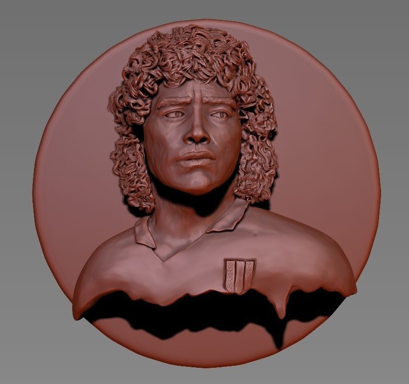 Diego Armando Maradona High relief 3D print model_4