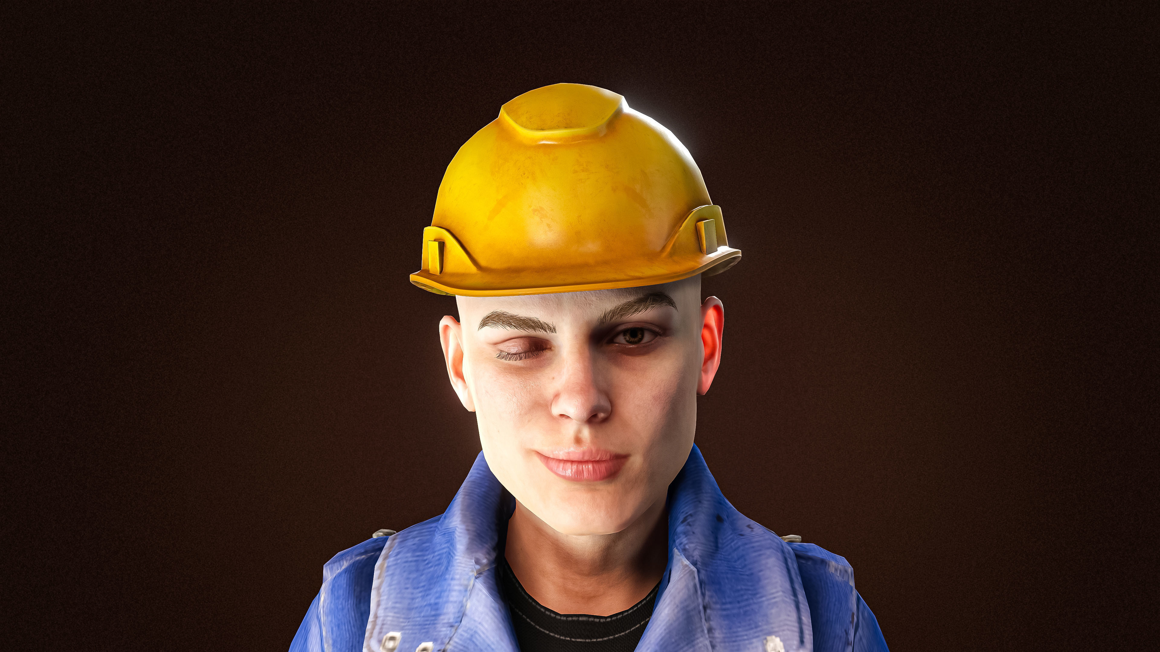 High Quality Female Worker Jeans Low-poly 3D model_2