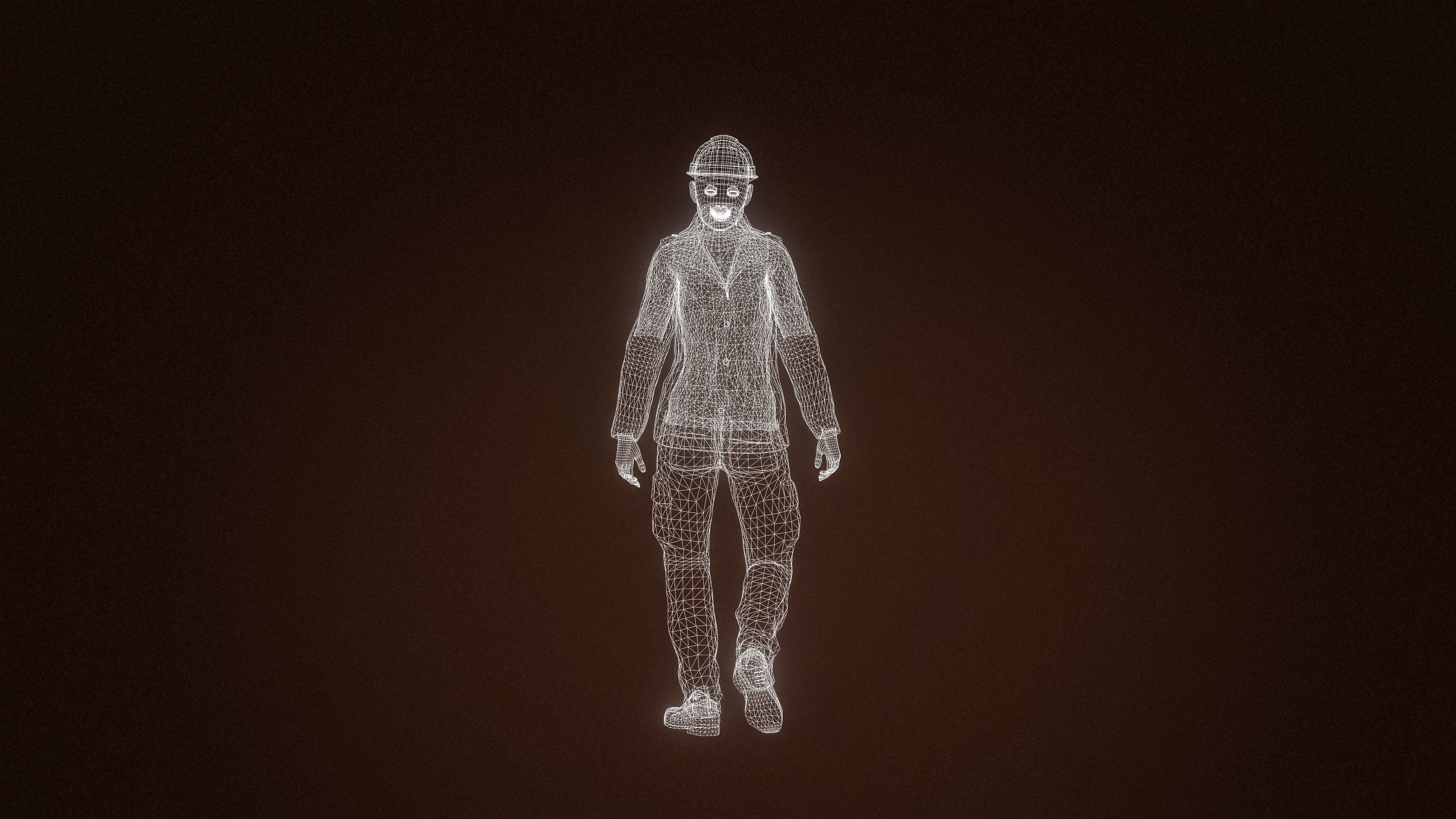 High Quality Female Worker Jeans Low-poly 3D model_15