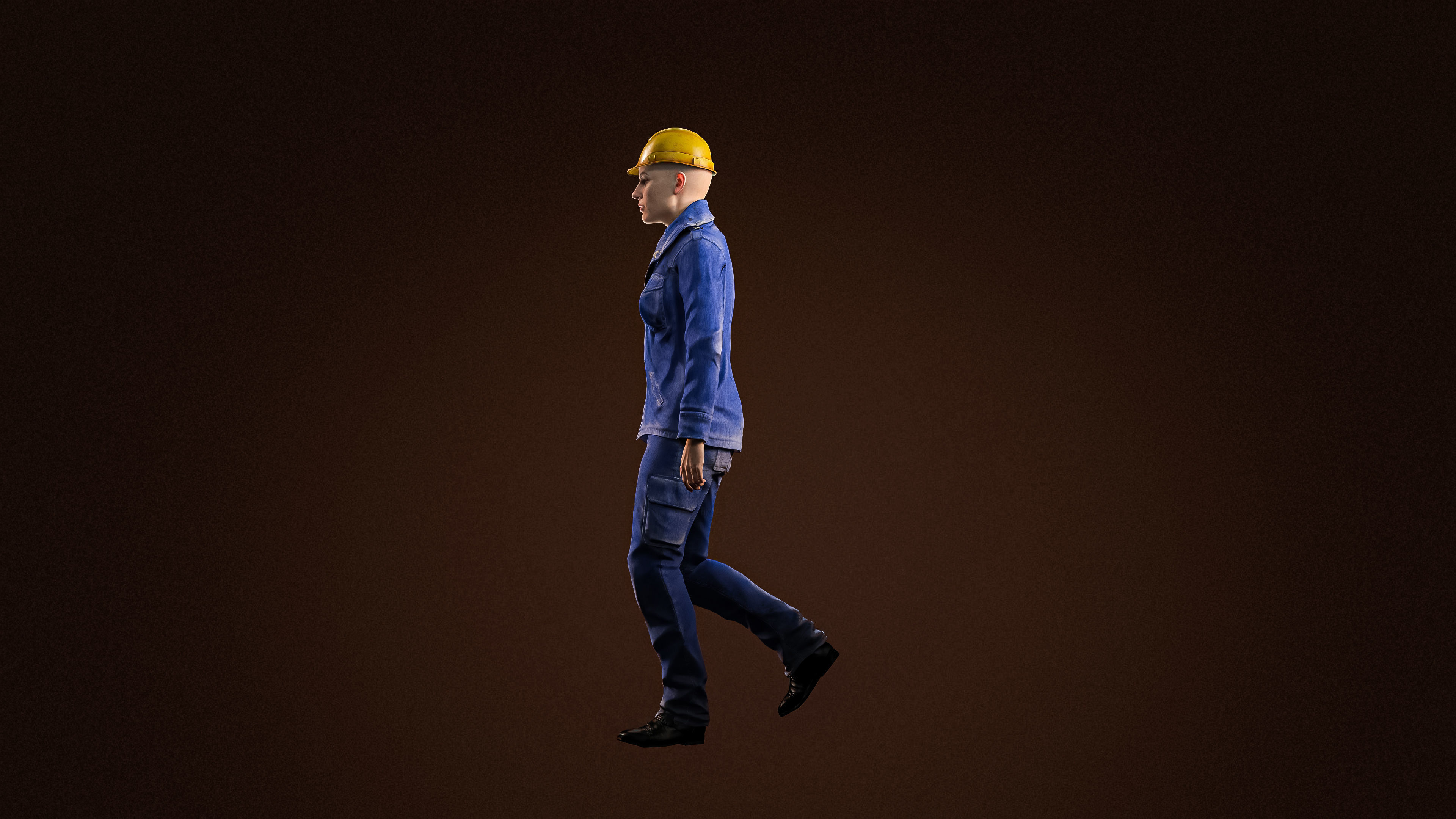 High Quality Female Worker Jeans Low-poly 3D model_4