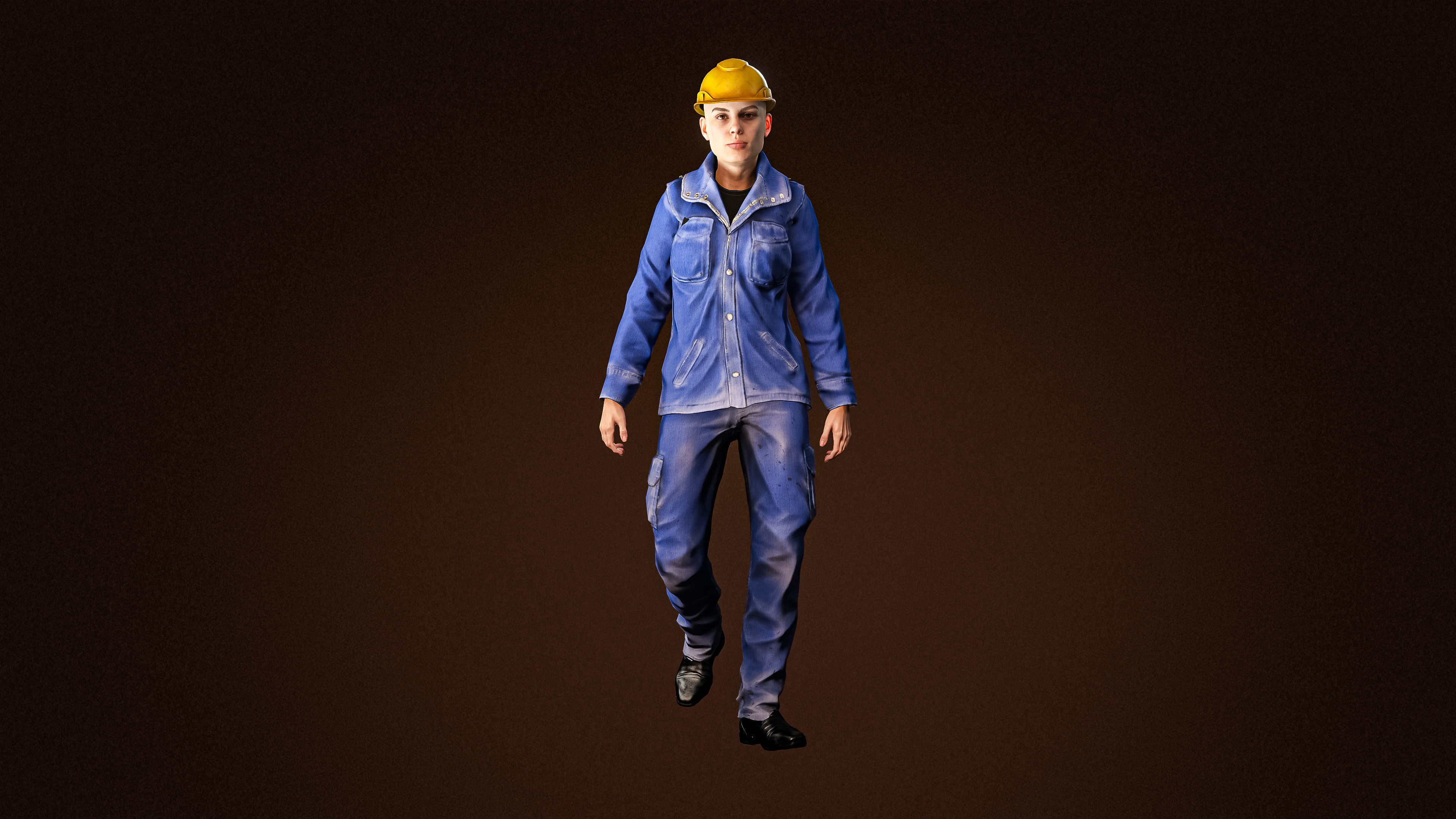 High Quality Female Worker Jeans Low-poly 3D model_3
