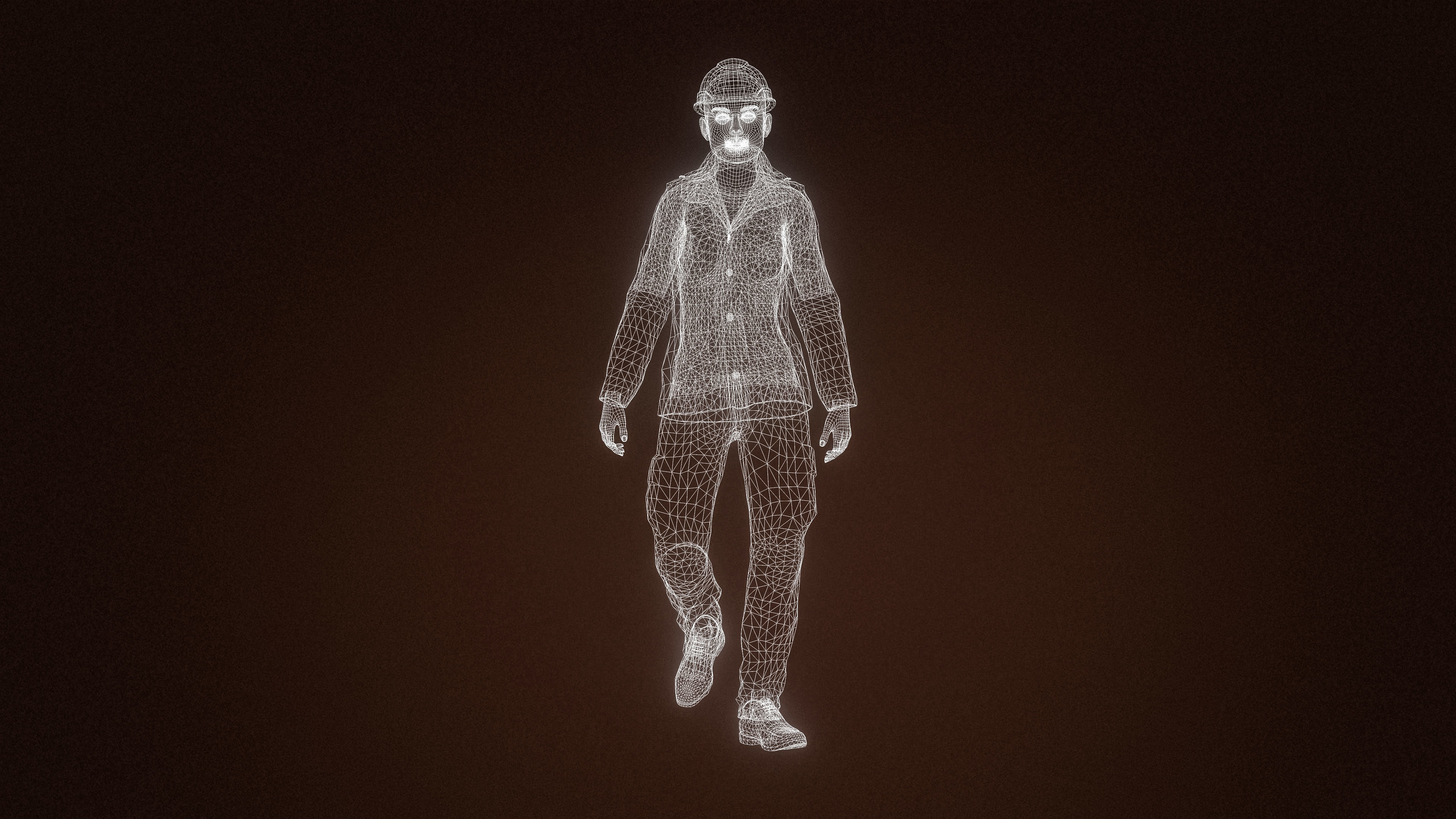 High Quality Female Worker Jeans Low-poly 3D model_13