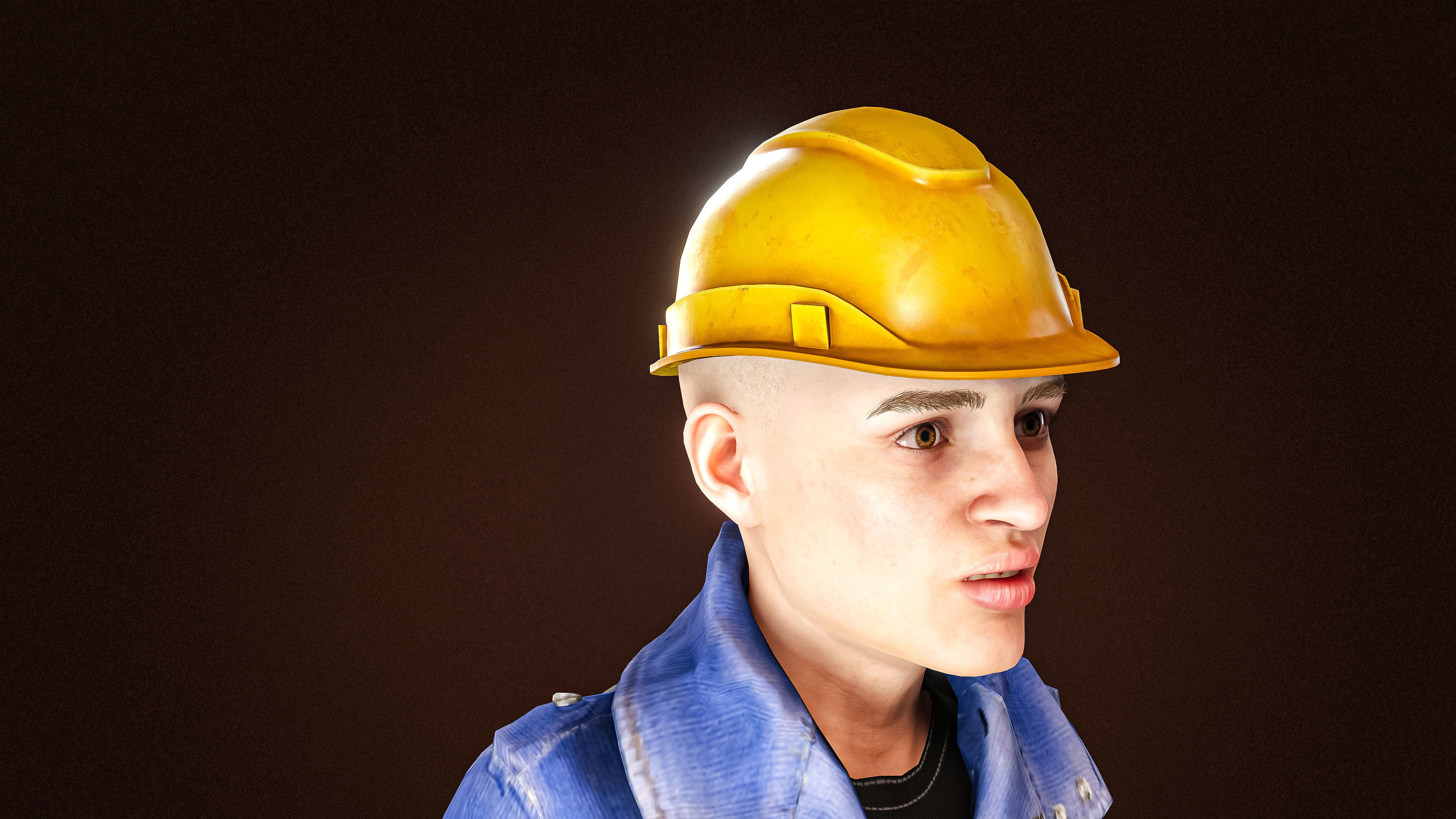 High Quality Female Worker Jeans Low-poly 3D model_9